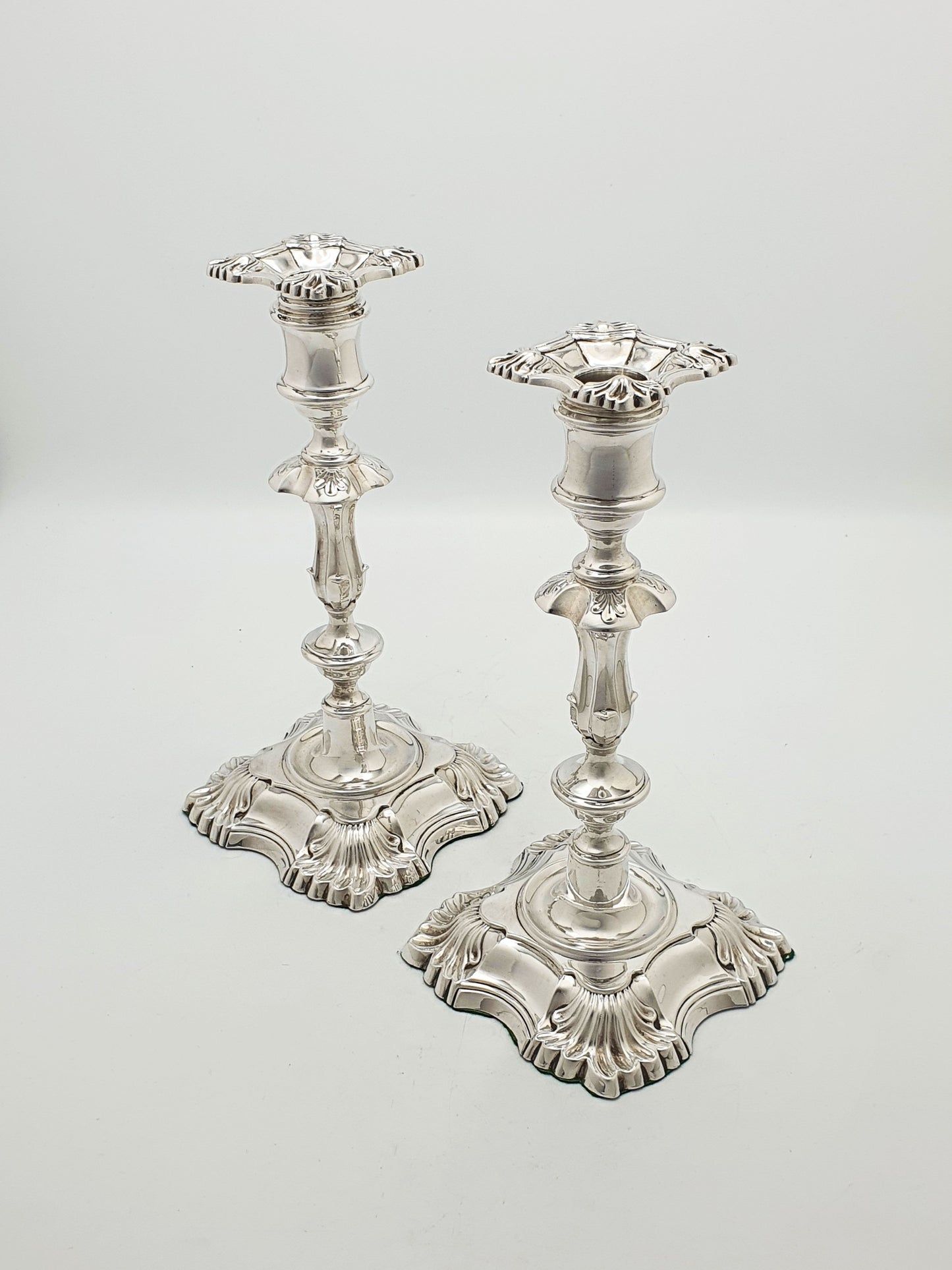 Stunning Pair of Antique Silver-Plated Rococo Revival Candlesticks – circa 1905