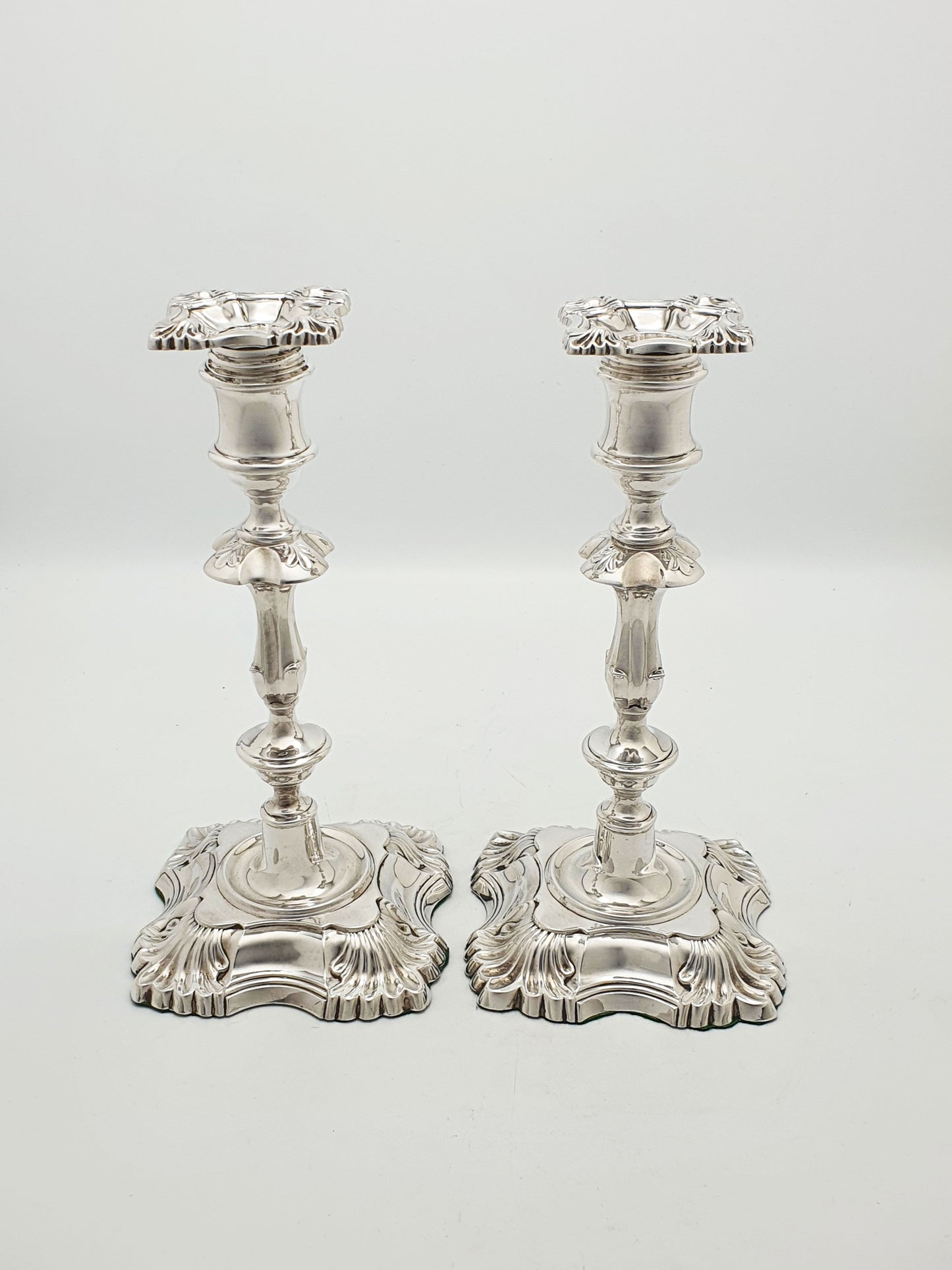 Stunning Pair of Antique Silver-Plated Rococo Revival Candlesticks – circa 1905
