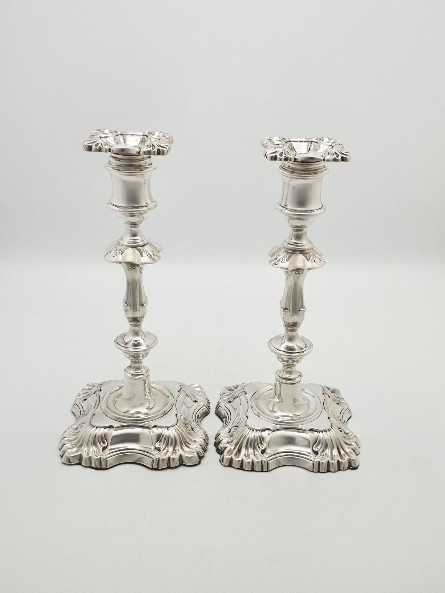 Stunning Pair of Antique Silver-Plated Rococo Revival Candlesticks – circa 1905