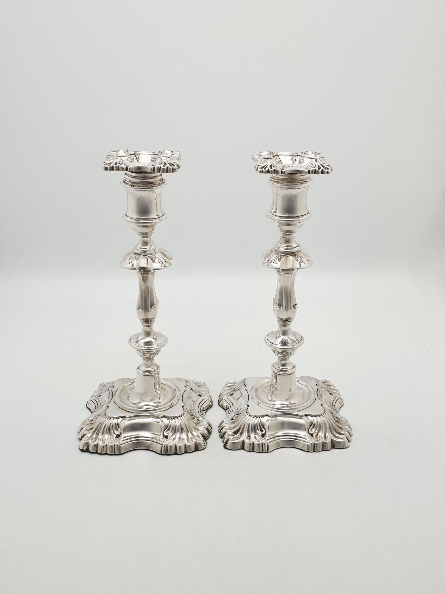 Stunning Pair of Antique Silver-Plated Rococo Revival Candlesticks – circa 1905