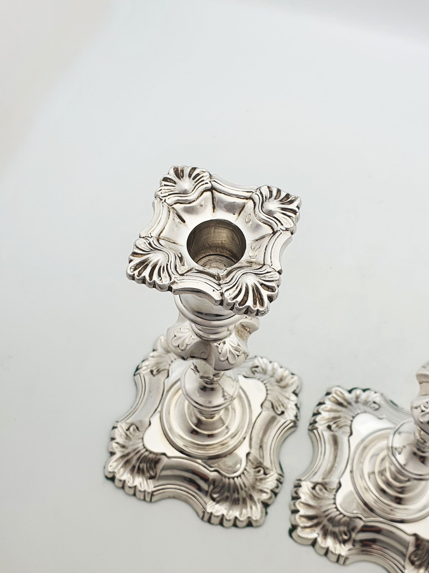 Stunning Pair of Antique Silver-Plated Rococo Revival Candlesticks – circa 1905
