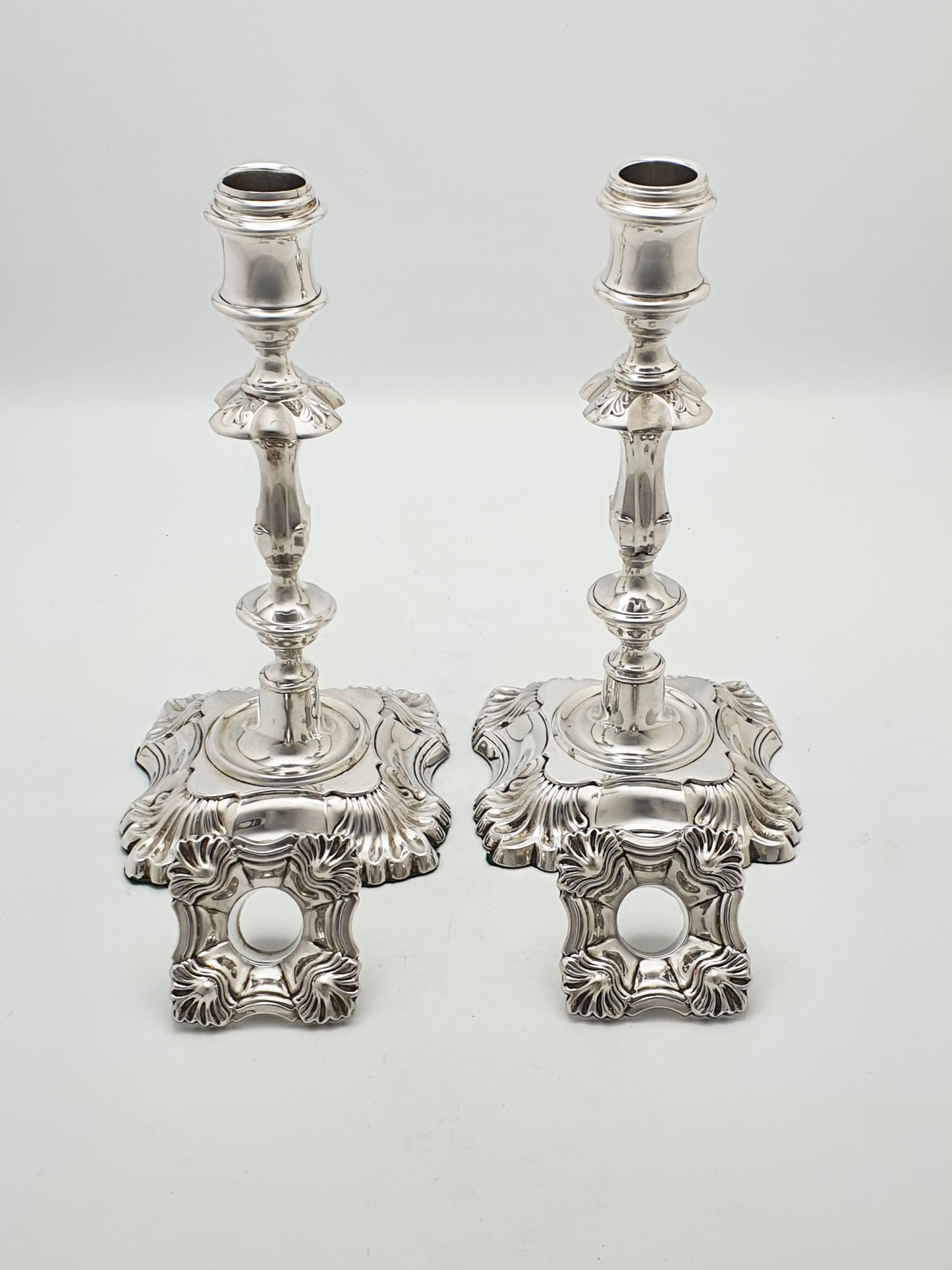 Stunning Pair of Antique Silver-Plated Rococo Revival Candlesticks – circa 1905