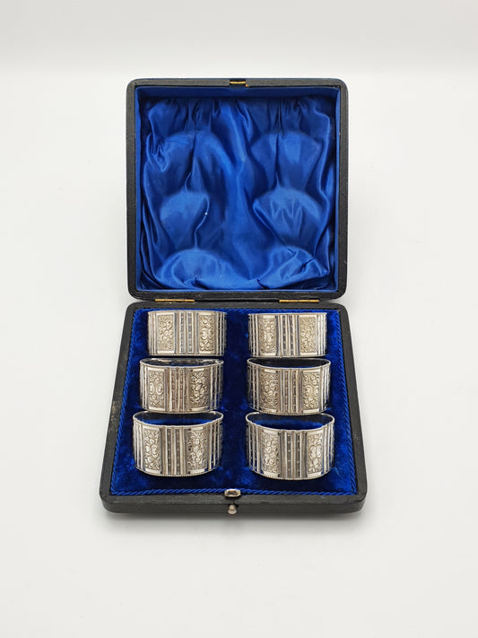 Nice Set of 6 Antique Edwardian Silver-Plated Napkin Rings – circa 1905