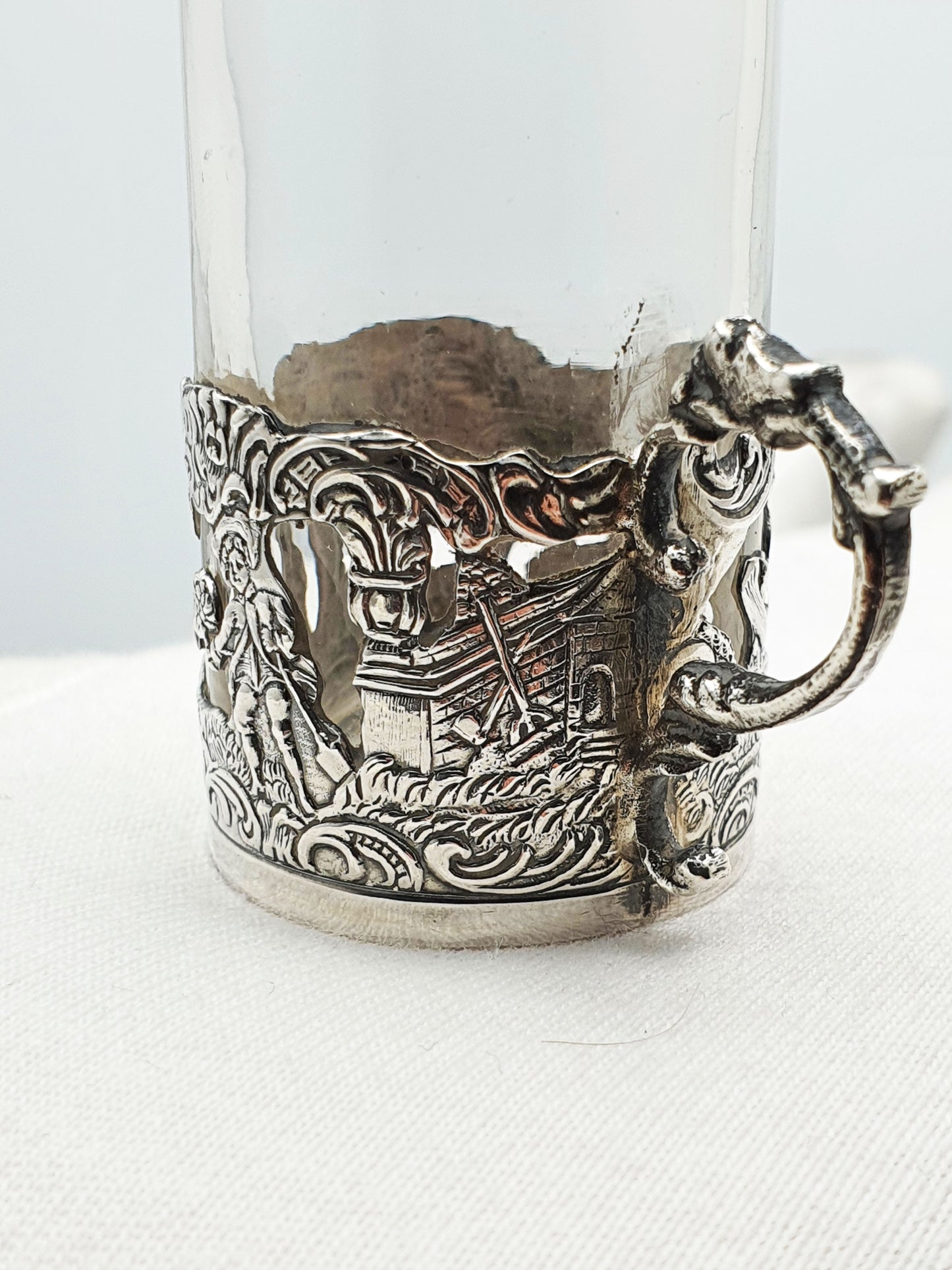 Nice Pair of Antique Victorian Sterling Silver Mounted Liquor Cups – London, 1889