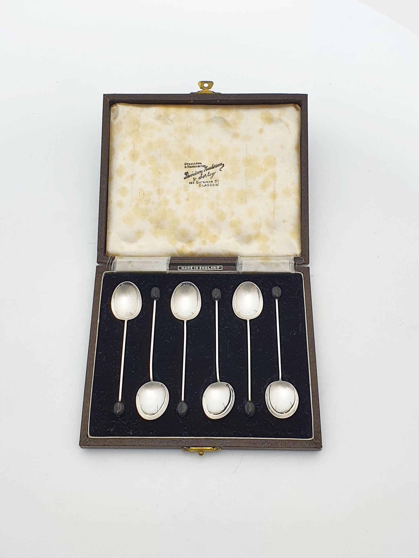 Nice Cased Set of 6 Sterling Silver Coffee Spoons - 1949
