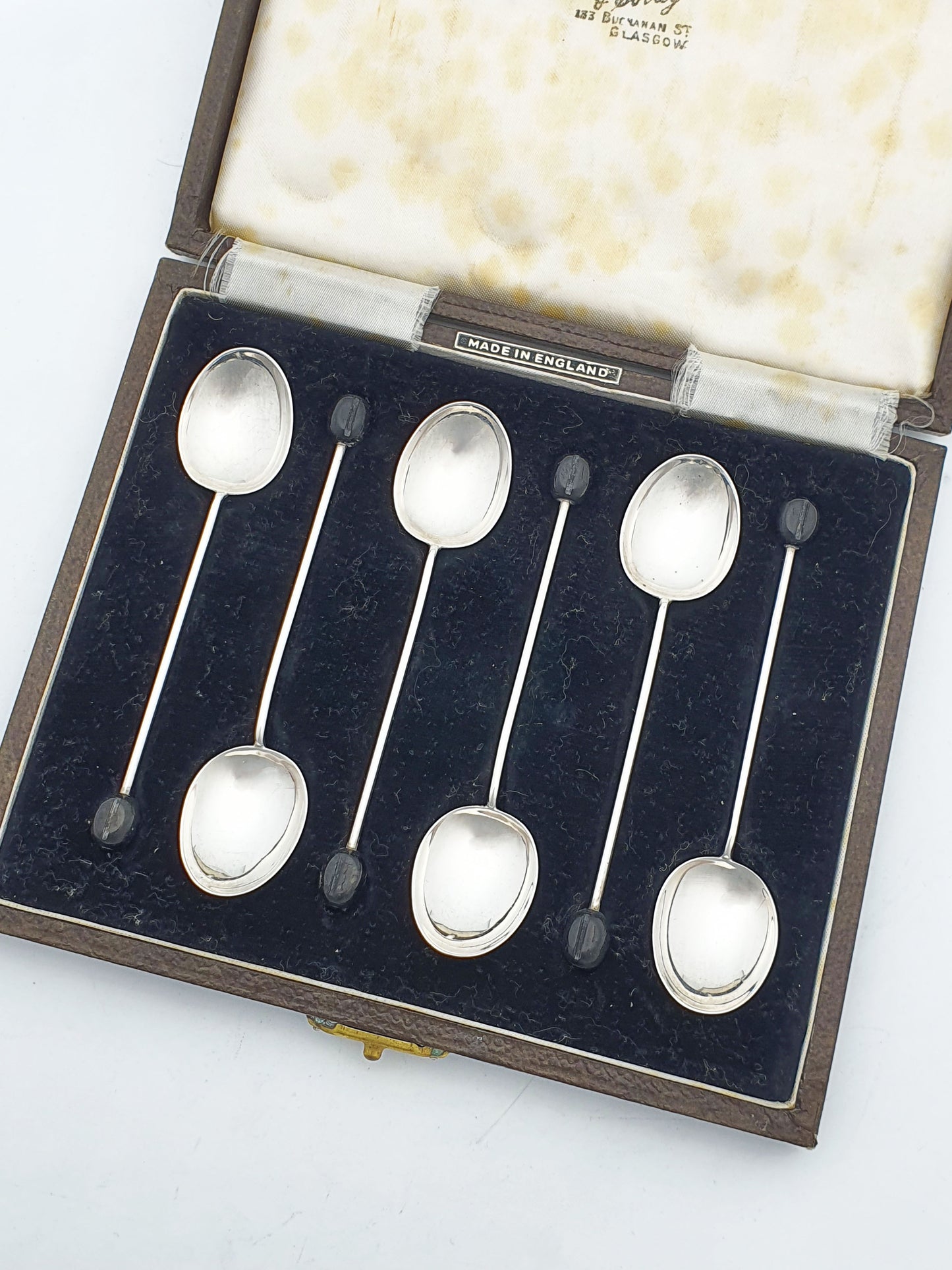 Nice Cased Set of 6 Sterling Silver Coffee Spoons - 1949