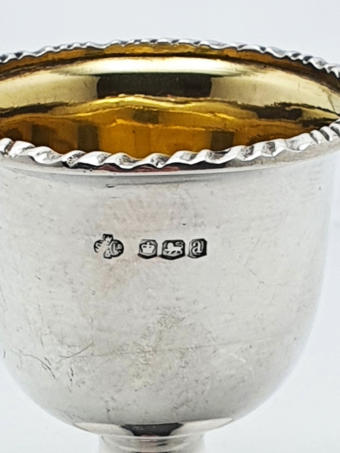 Lovely Antique Sterling Silver Egg Cup with Gilt Interior - 1918
