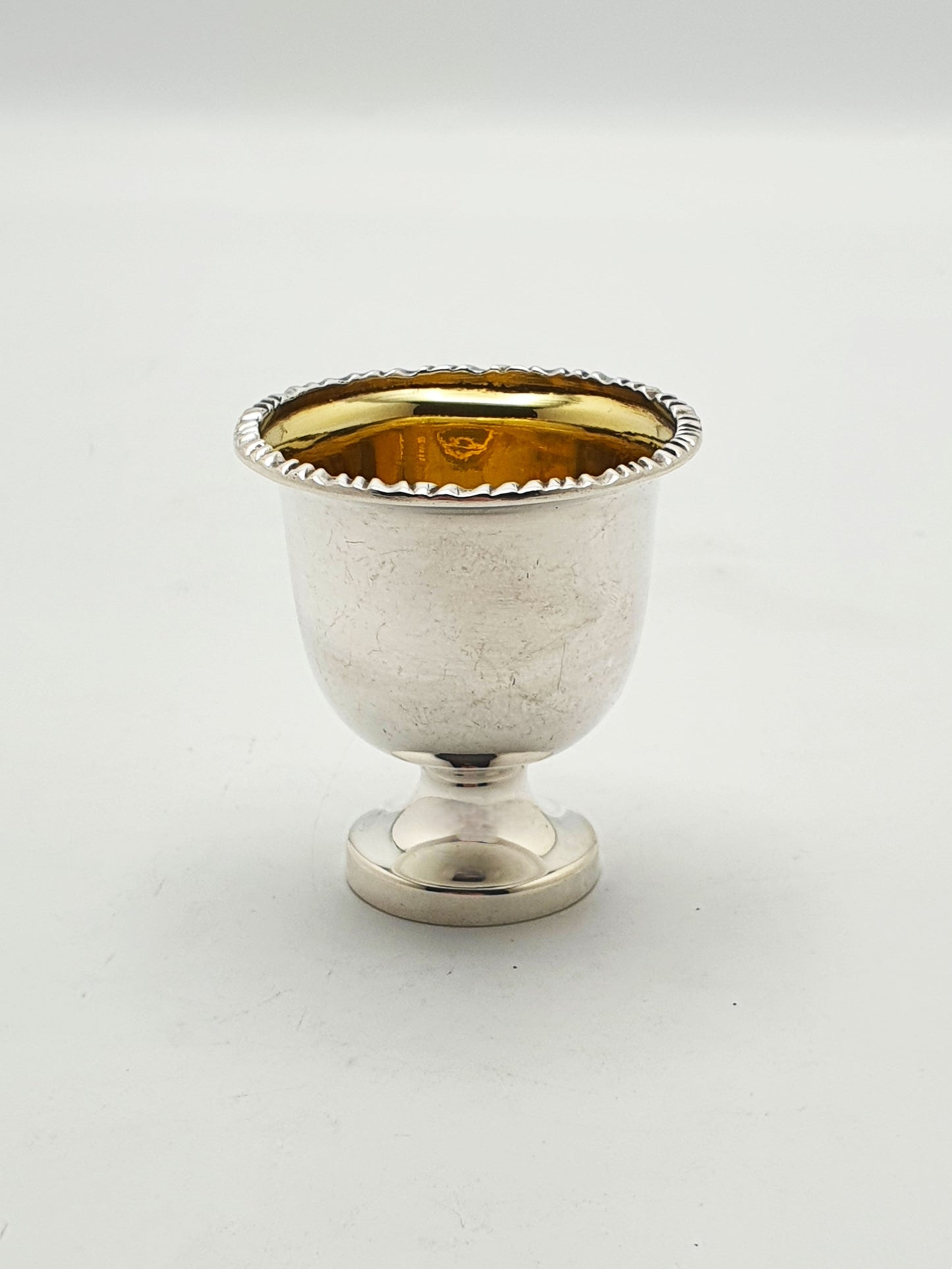 Lovely Antique Sterling Silver Egg Cup with Gilt Interior - 1918