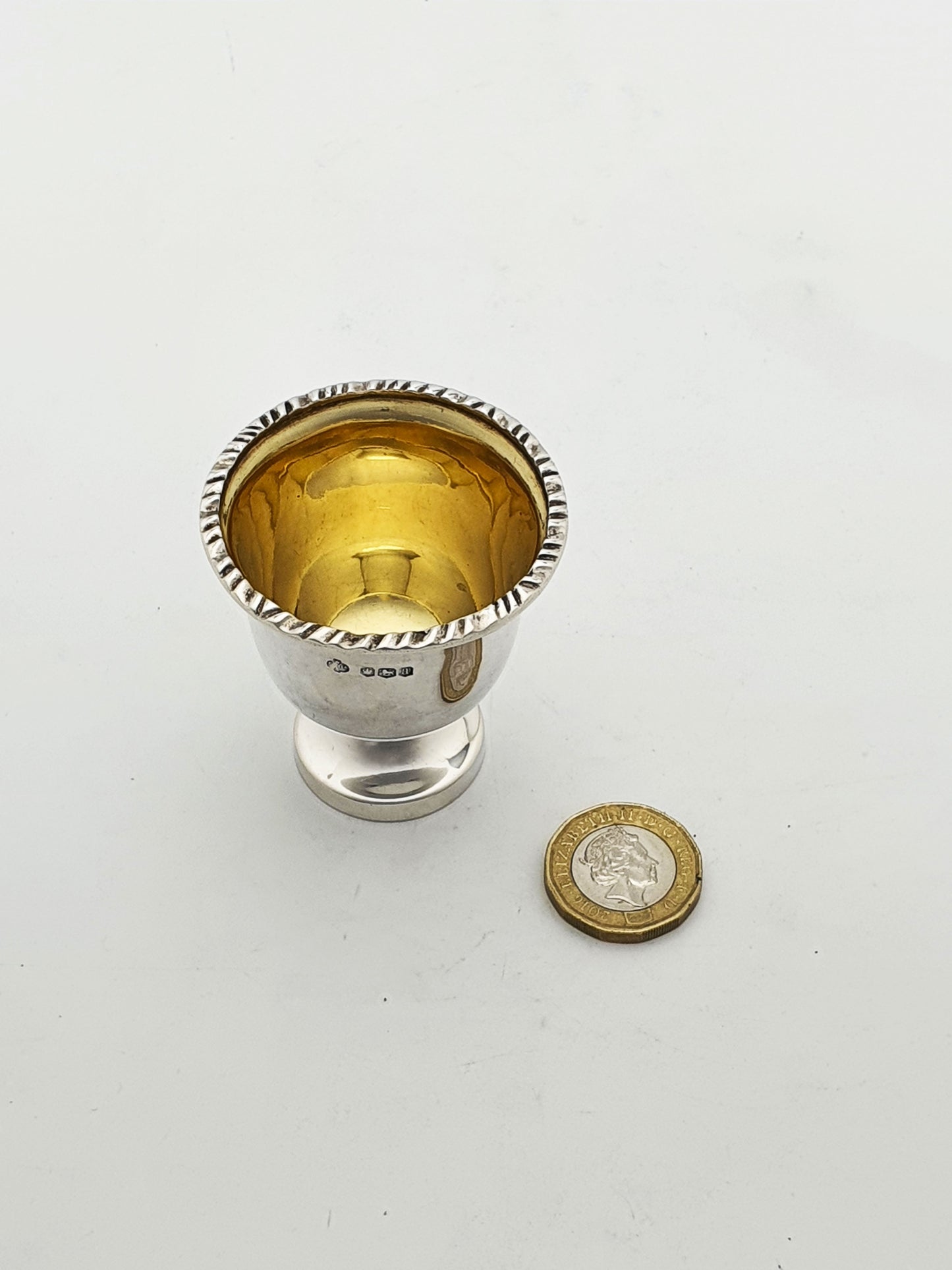 Lovely Antique Sterling Silver Egg Cup with Gilt Interior - 1918