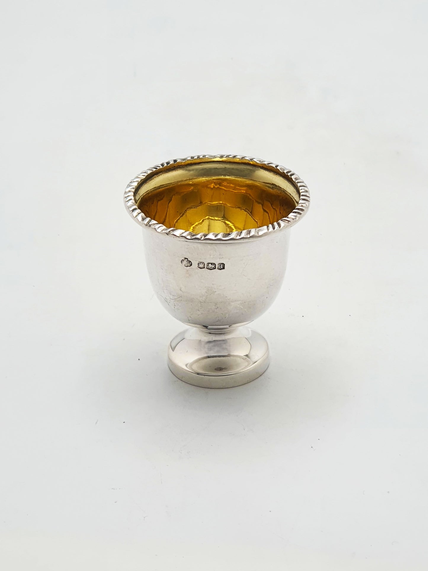 Lovely Antique Sterling Silver Egg Cup with Gilt Interior - 1918