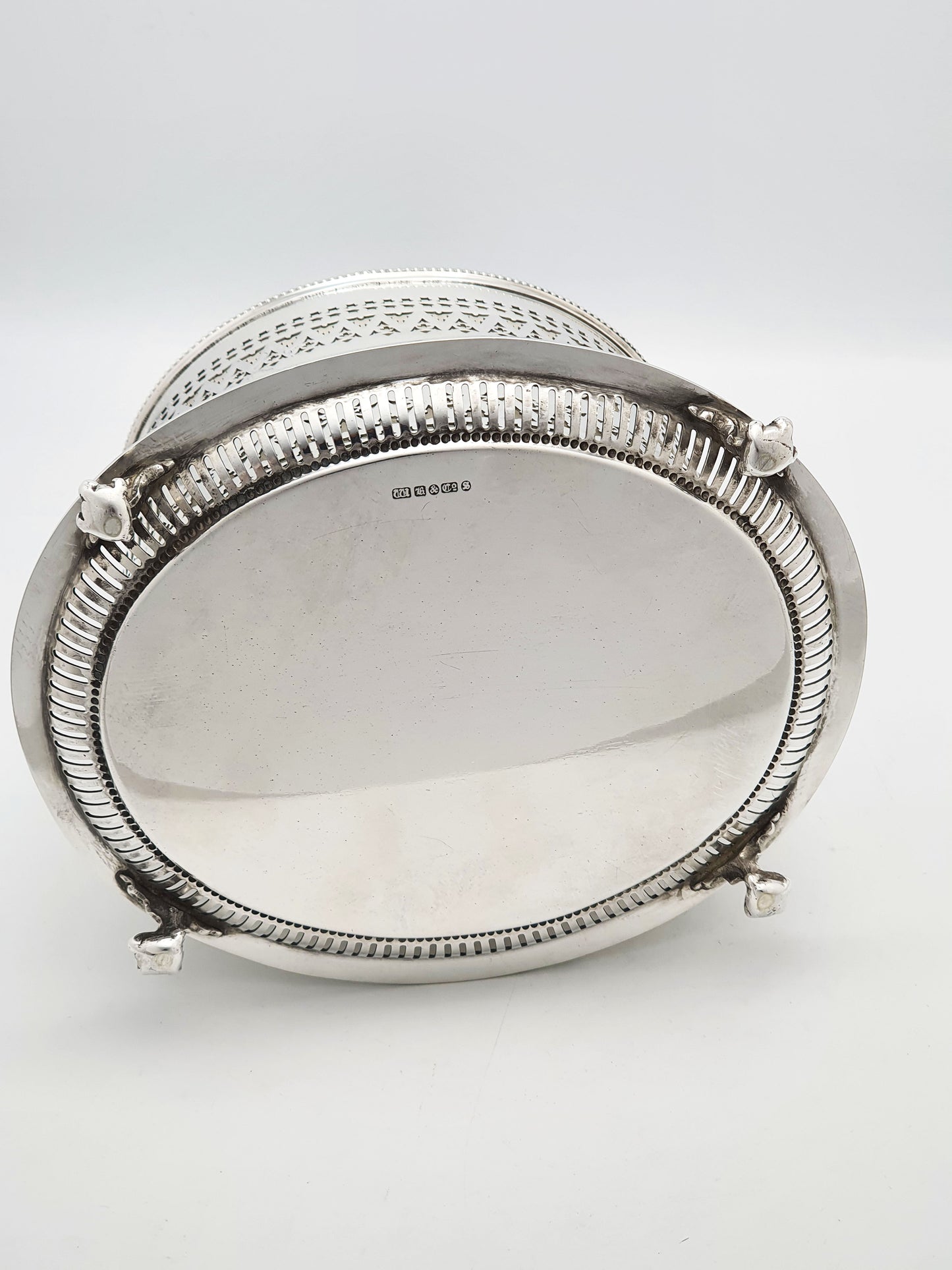 Antique Silver Plated Pierced Biscuit Barrel w Glass Liner – circa 1905
