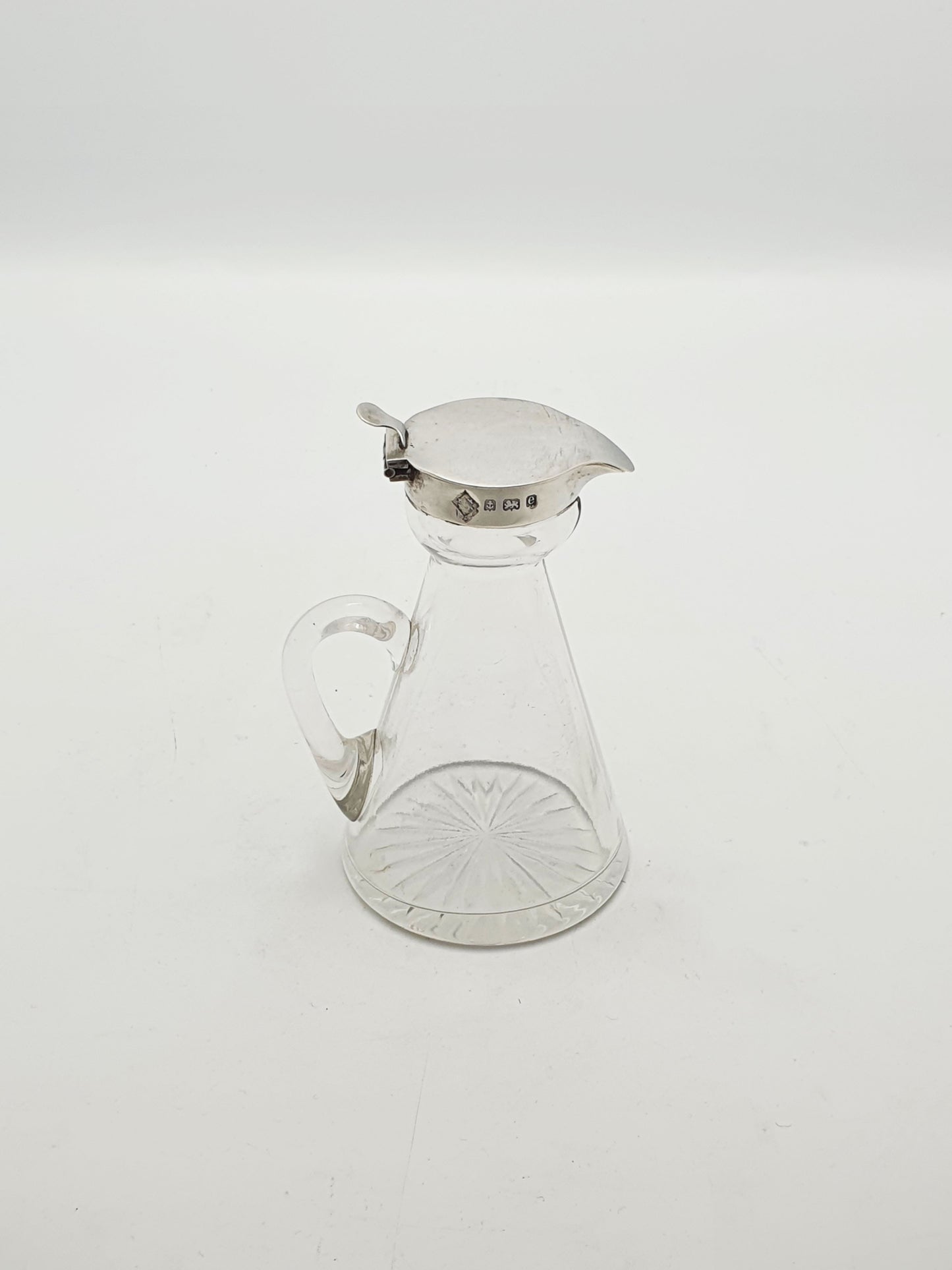 Nice Antique Edwardian Sterling Silver Mounted Glass Whisky Noggin - 1904