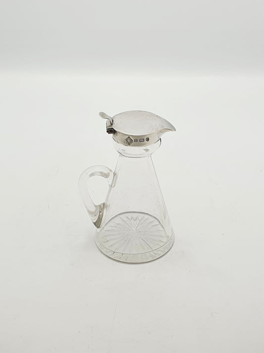 Nice Antique Edwardian Sterling Silver Mounted Glass Whisky Noggin - 1904