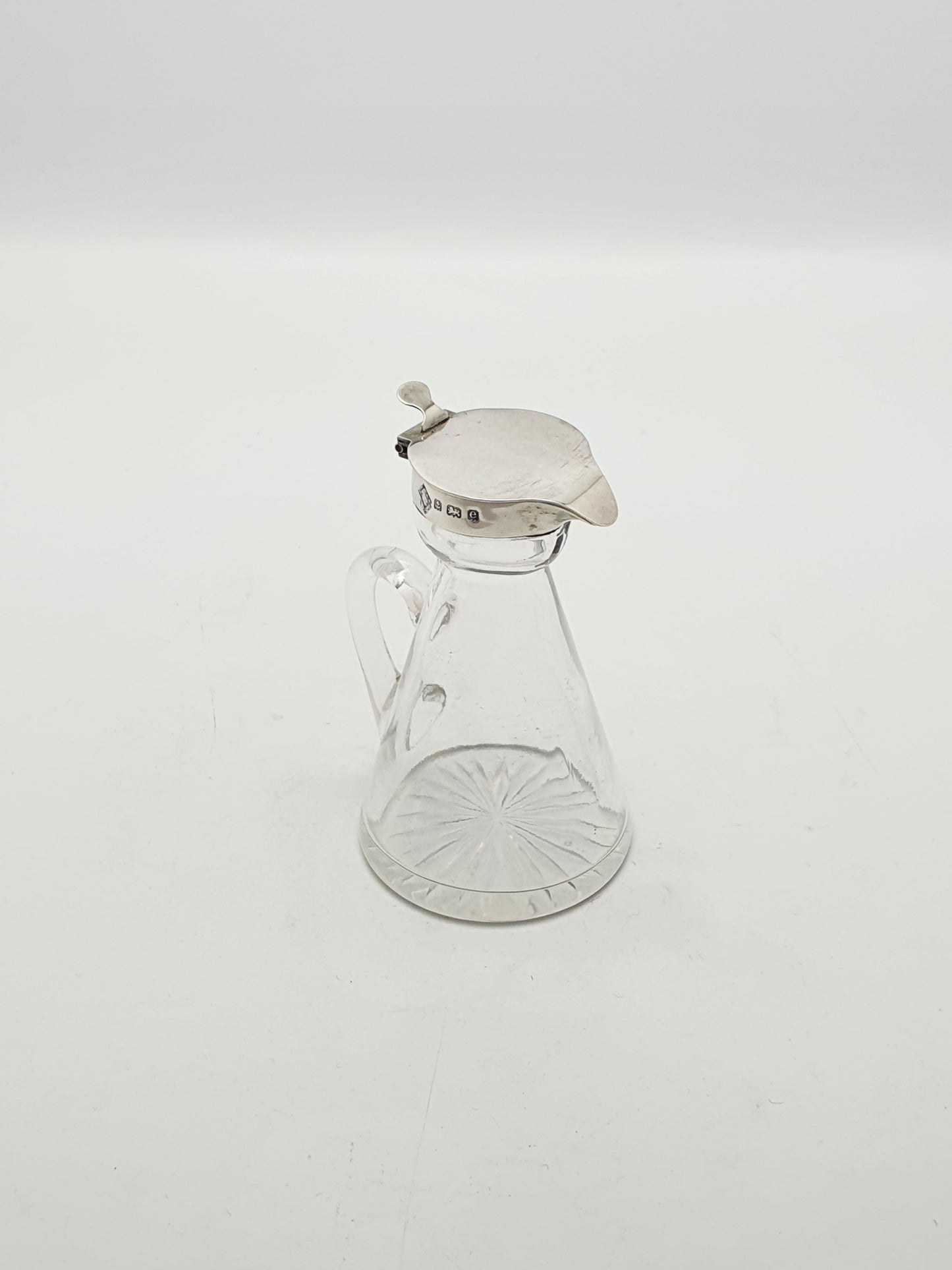 Nice Antique Edwardian Sterling Silver Mounted Glass Whisky Noggin - 1904