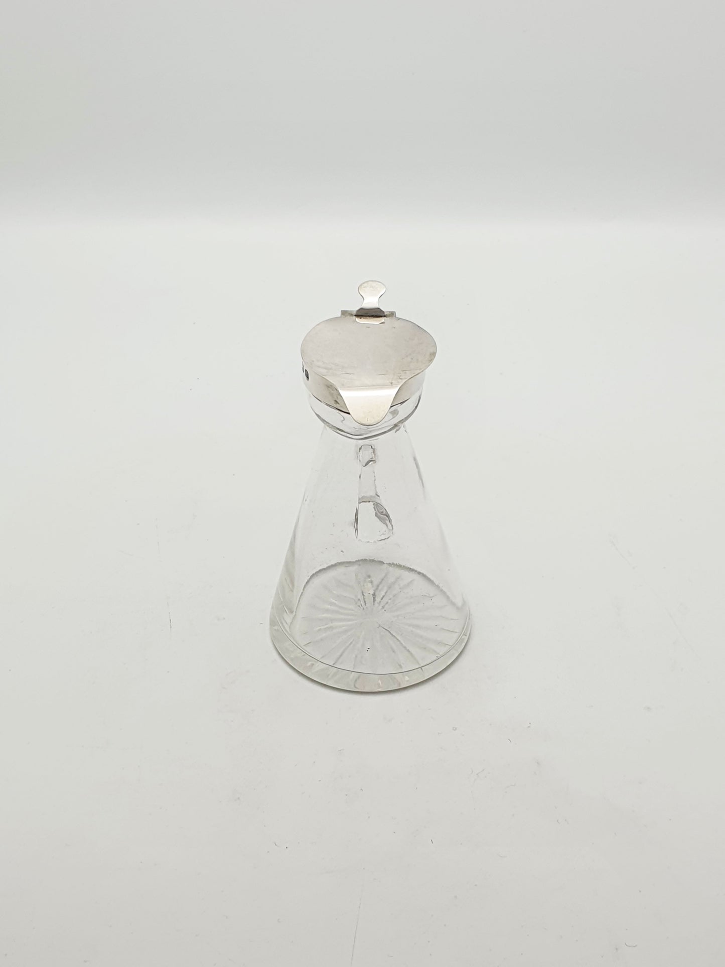 Nice Antique Edwardian Sterling Silver Mounted Glass Whisky Noggin - 1904