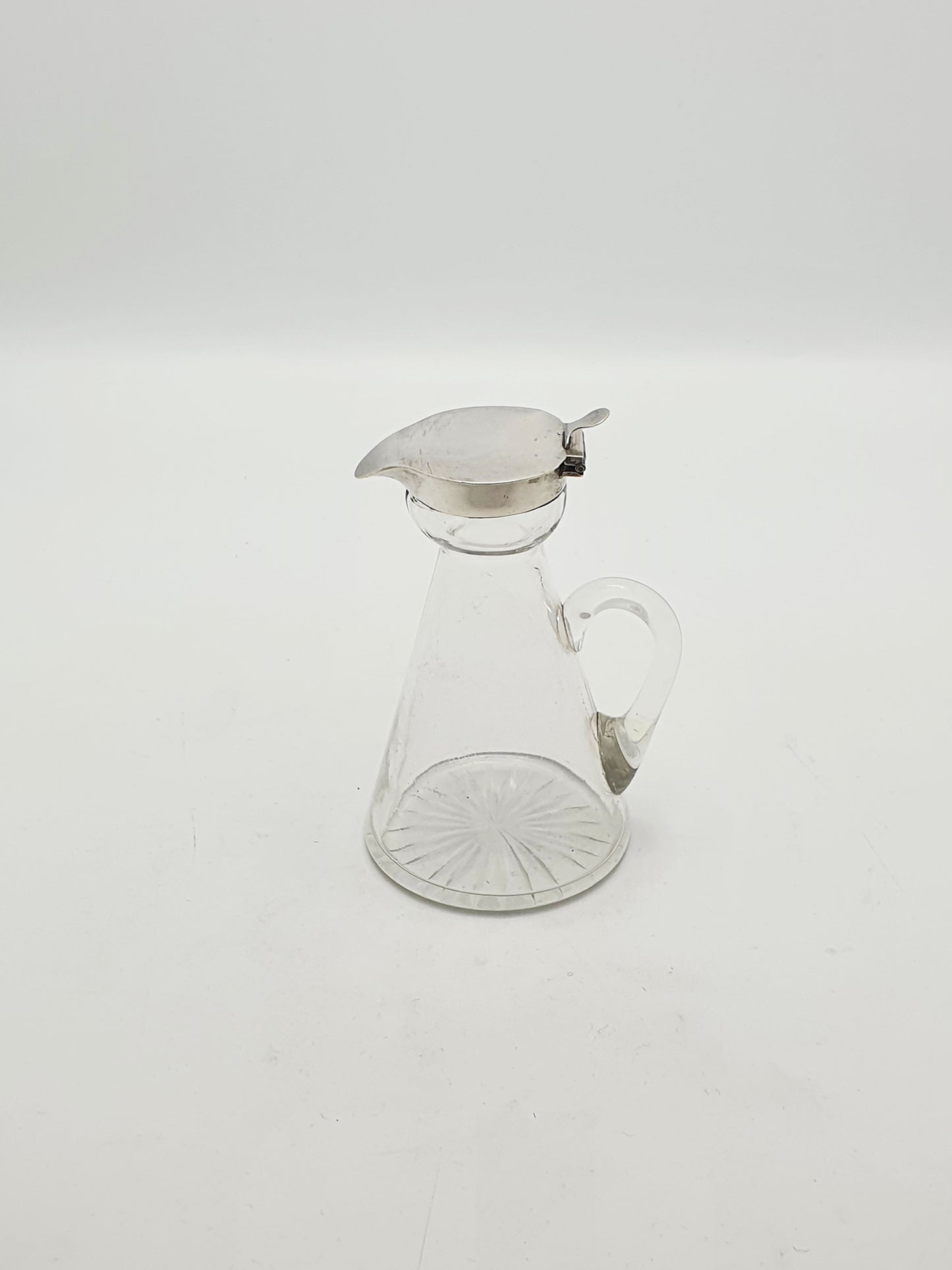 Nice Antique Edwardian Sterling Silver Mounted Glass Whisky Noggin - 1904