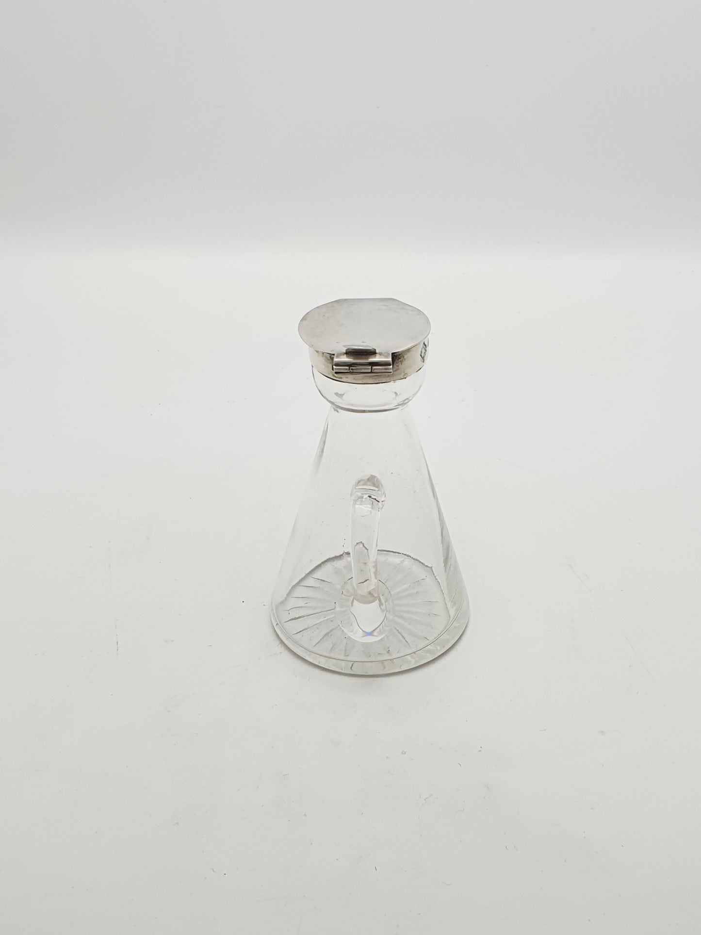 Nice Antique Edwardian Sterling Silver Mounted Glass Whisky Noggin - 1904