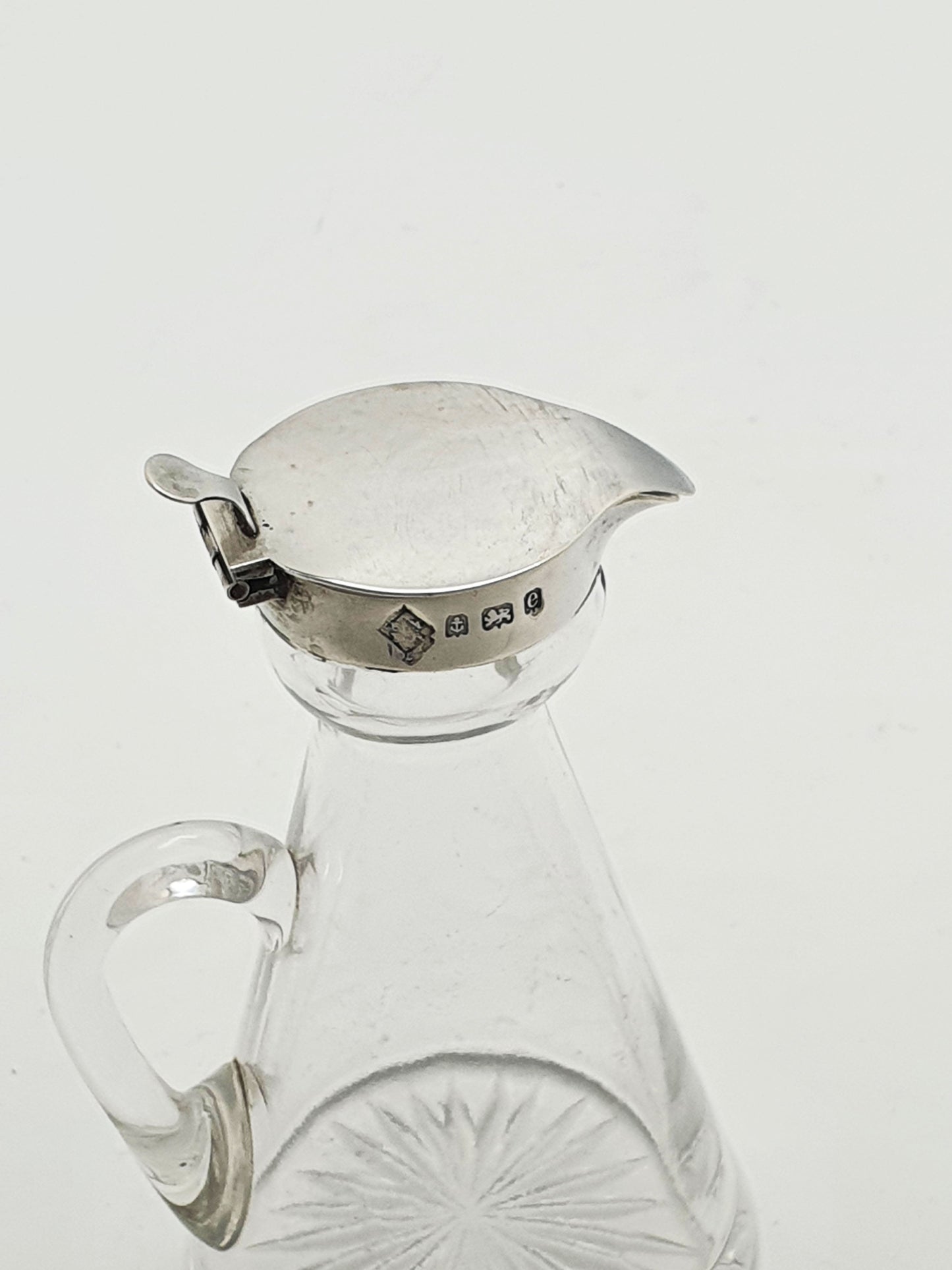 Nice Antique Edwardian Sterling Silver Mounted Glass Whisky Noggin - 1904