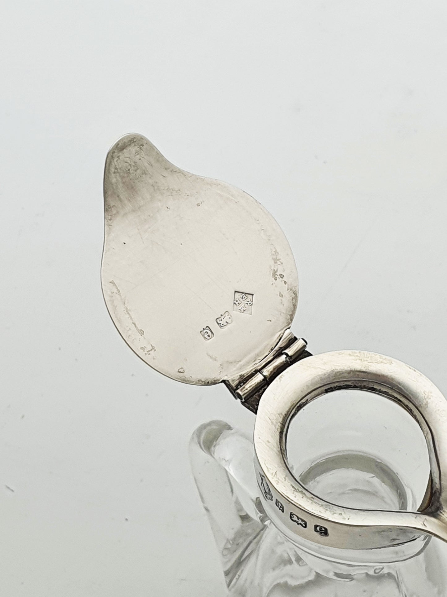 Nice Antique Edwardian Sterling Silver Mounted Glass Whisky Noggin - 1904