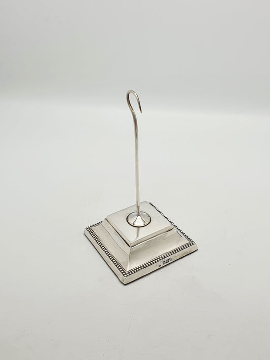 Antique Victorian Receipt Hook Stand with Sterling Silver Plinth Base - 1898
