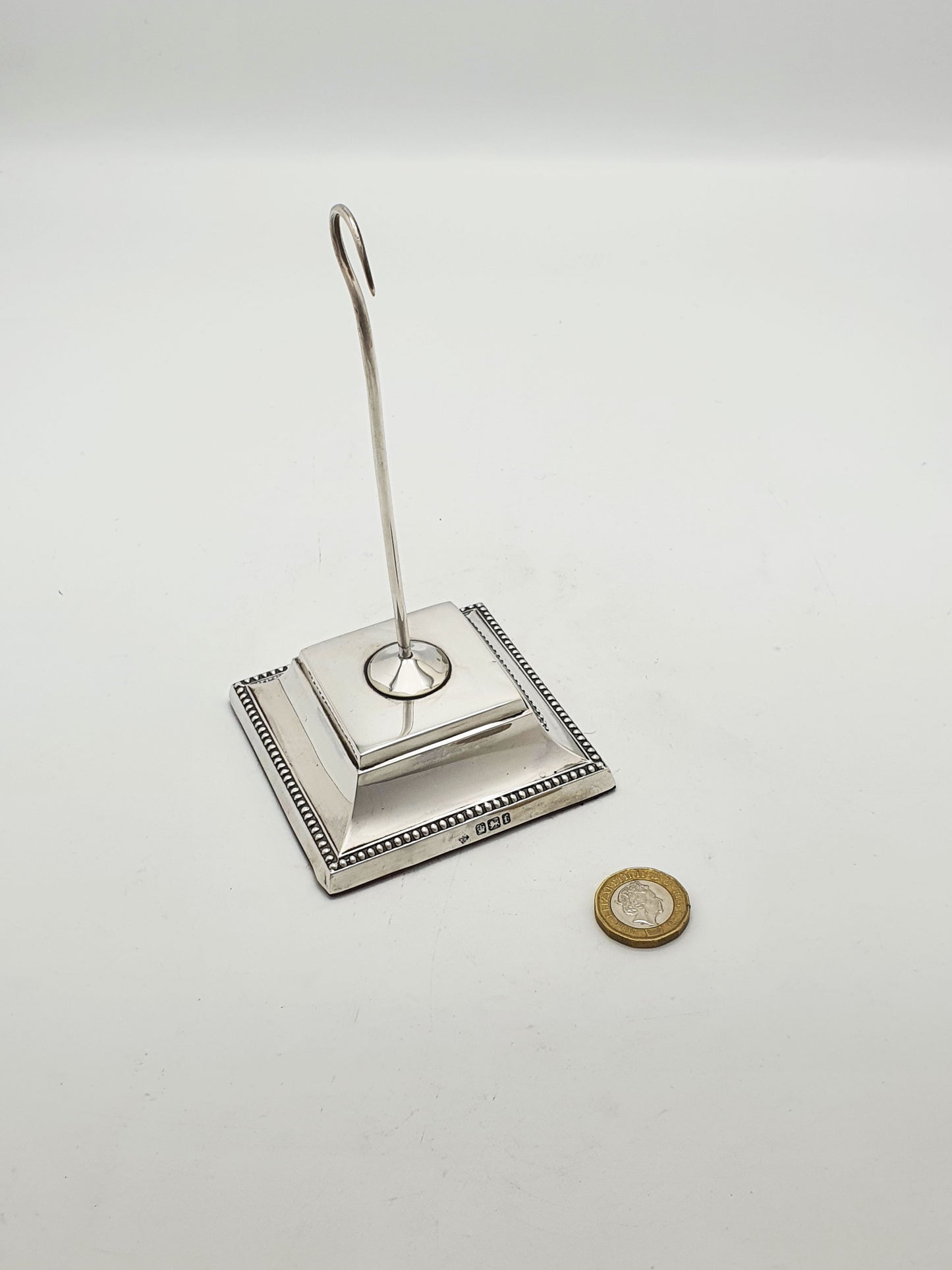 Antique Victorian Receipt Hook Stand with Sterling Silver Plinth Base - 1898