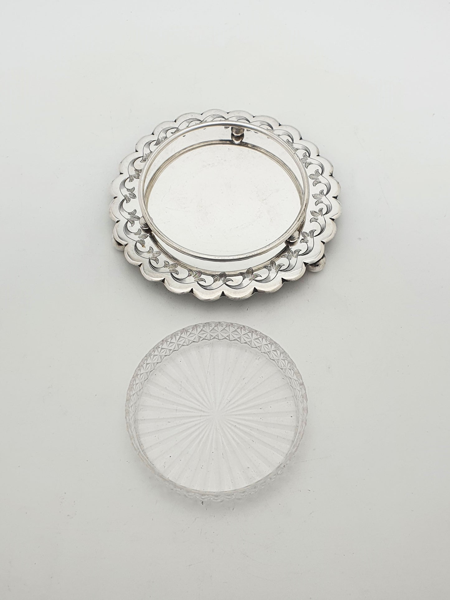 Antique Edwardian Butter Dish with Cut Glass Liner and Spreader – circa 1905