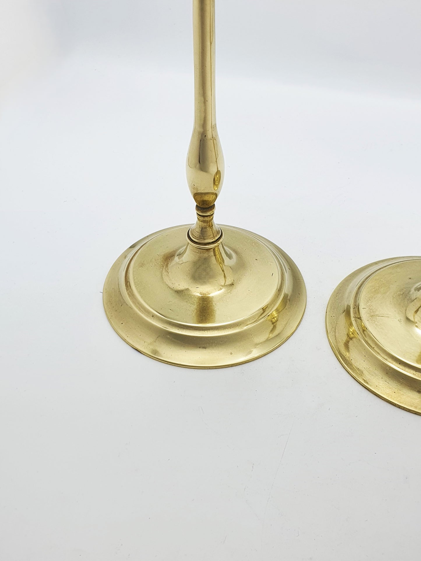 Elegant Pair of Antique Edwardian Tall Brass Candlesticks – circa 1905