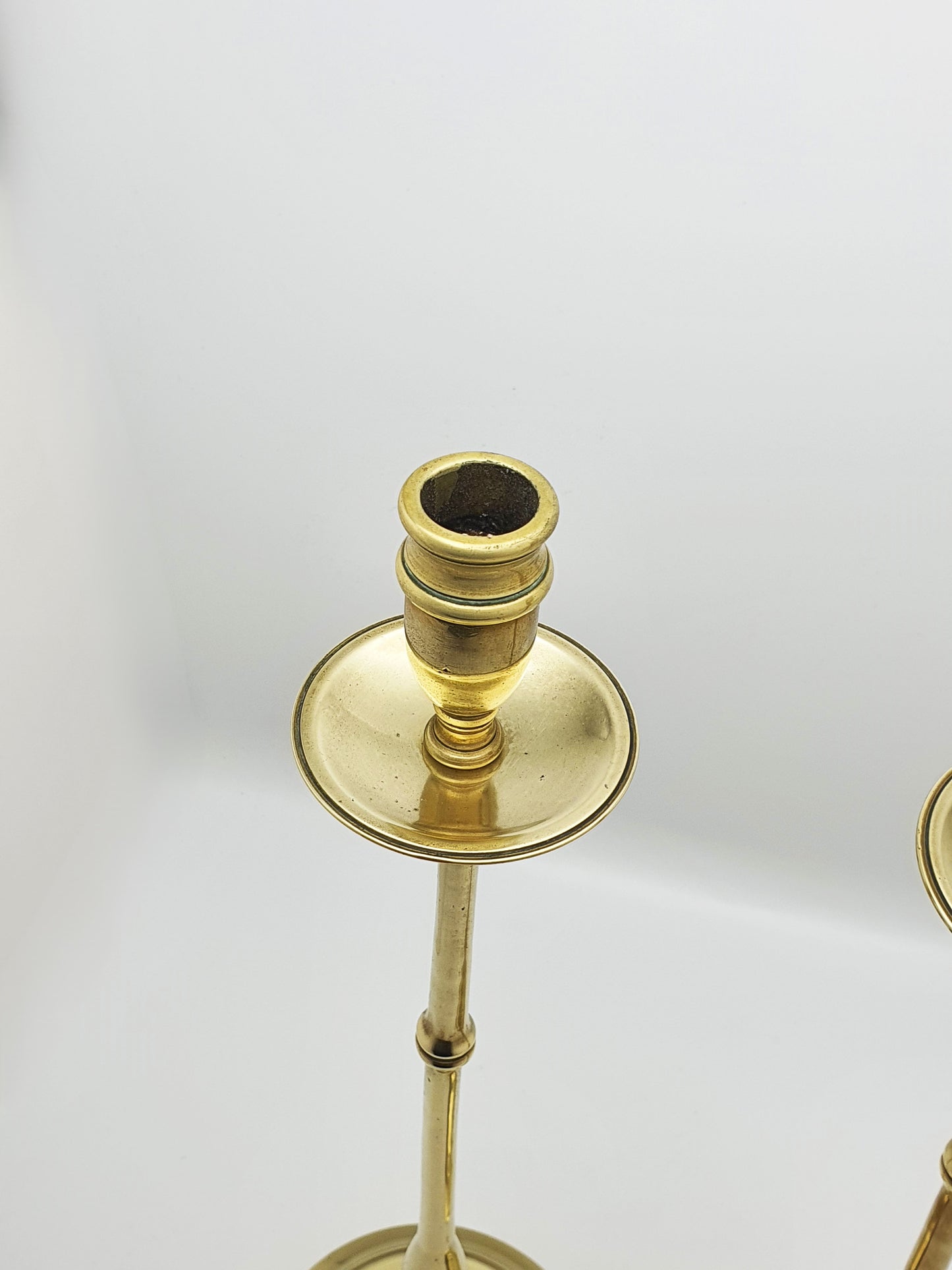 Elegant Pair of Antique Edwardian Tall Brass Candlesticks – circa 1905