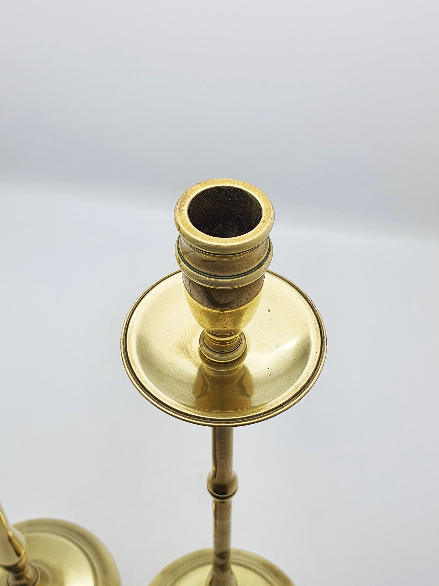 Elegant Pair of Antique Edwardian Tall Brass Candlesticks – circa 1905