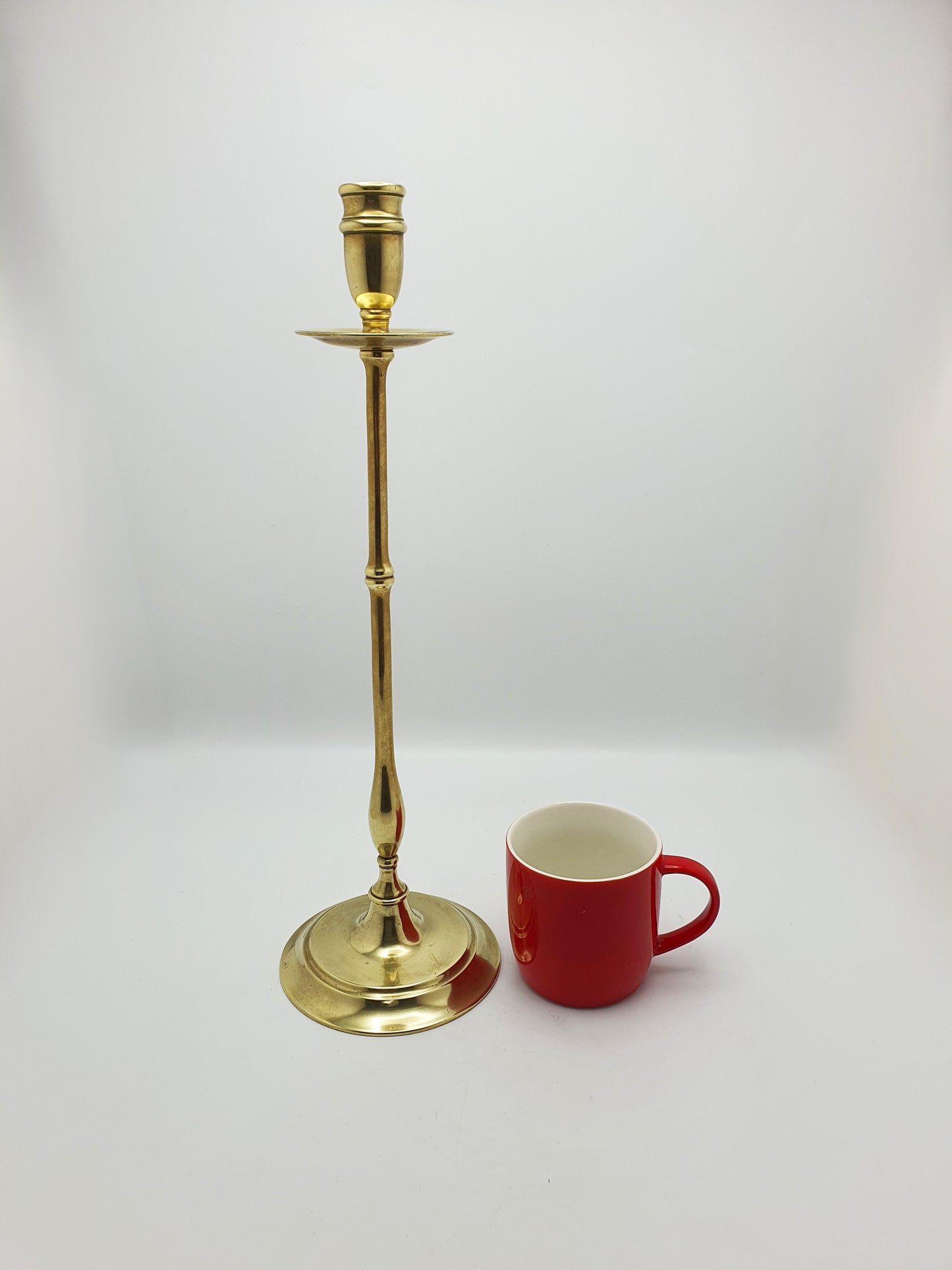 Elegant Pair of Antique Edwardian Tall Brass Candlesticks – circa 1905
