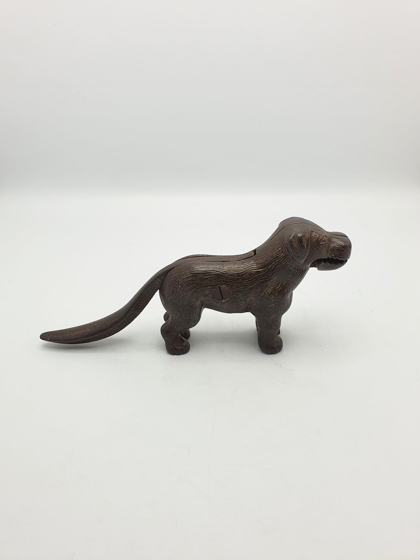 Antique Victorian Cast Iron Dog Nutcracker with Lever Tail Handle - 1896