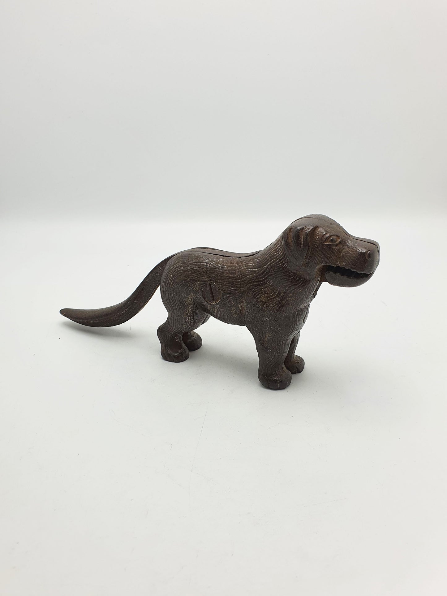 Antique Victorian Cast Iron Dog Nutcracker with Lever Tail Handle - 1896