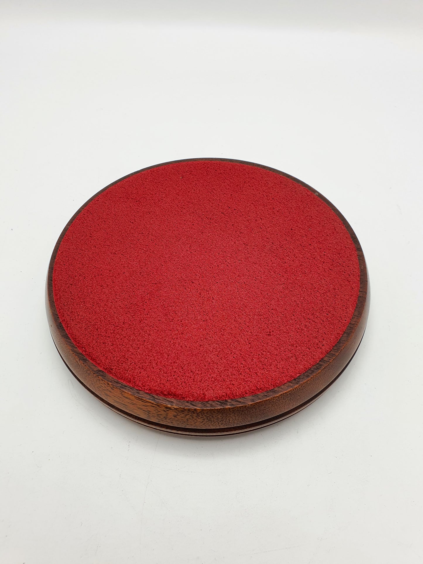 Large Vintage Mahogany Wine Coaster with Sterling Silver Inset – London, 1988