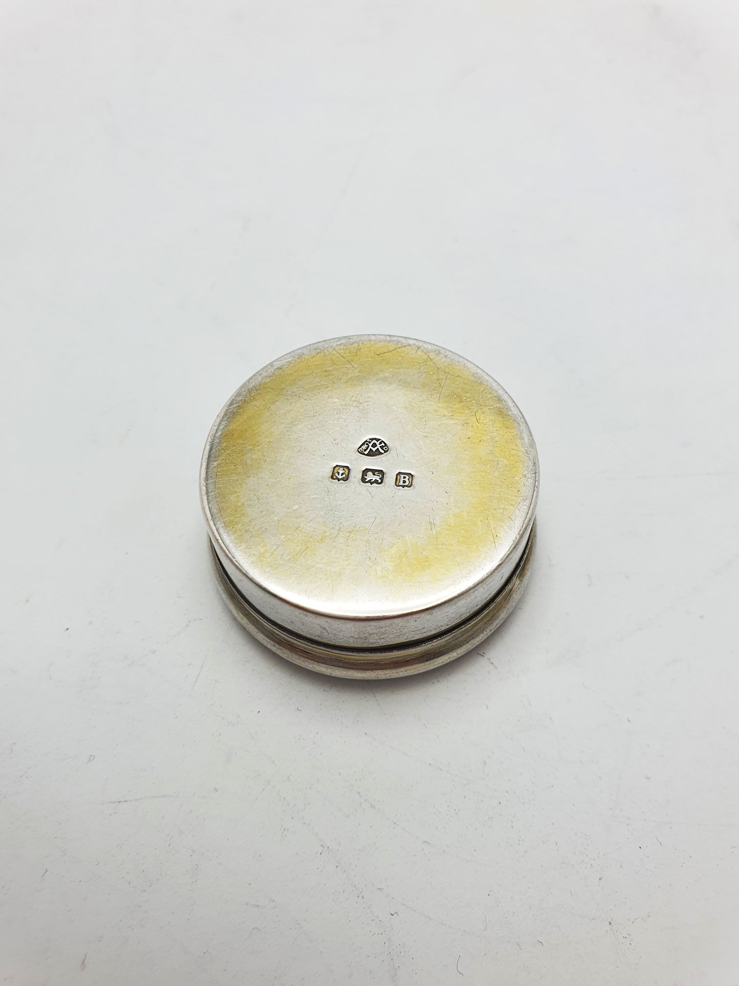 Antique Sterling Silver & Purple Guilloché Enamel Pill Box - 1926