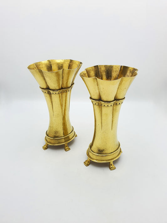 Splendid Pair of Antique Grand Tour Gilt Bronze Trumpet Vases – circa 1880