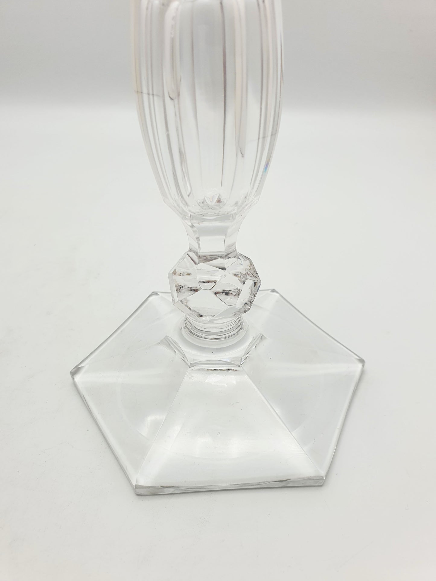 Gorgeous Pair of Antique Clear Cut Crystal Candlesticks  – circa 1920