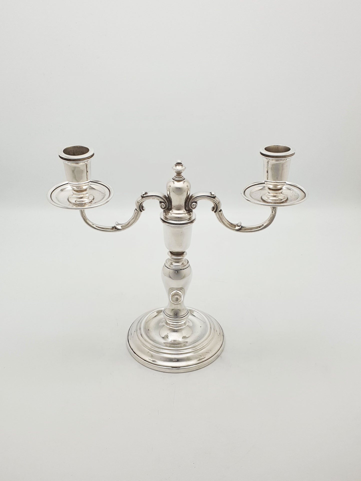 Vintage Pair of Silver Plated Low Two-Branch Table Candelabra – circa 1930