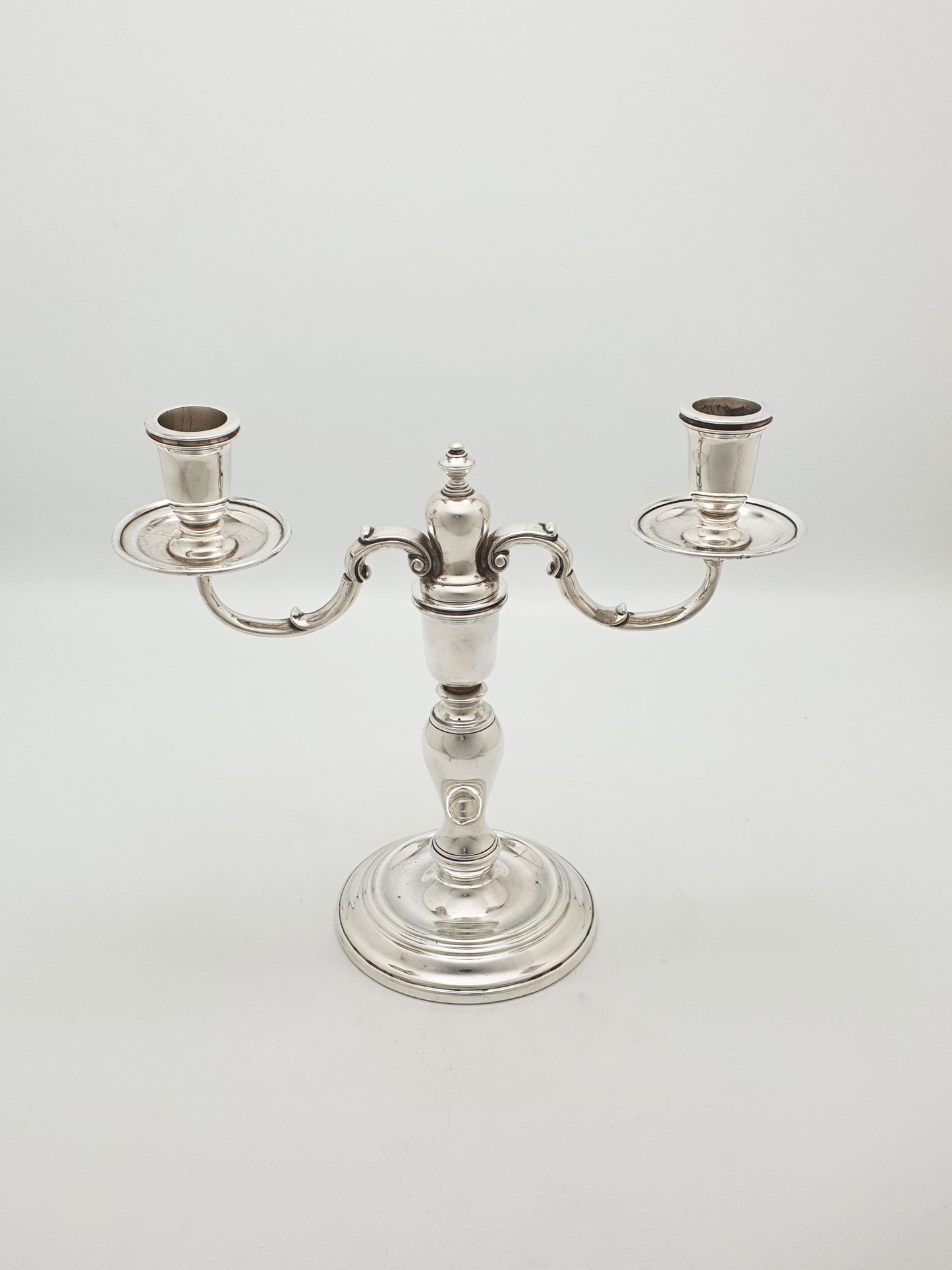 Vintage Pair of Silver Plated Low Two-Branch Table Candelabra – circa 1930