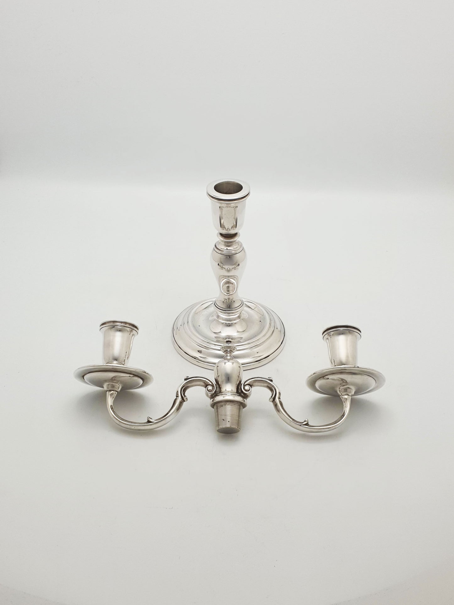Vintage Pair of Silver Plated Low Two-Branch Table Candelabra – circa 1930