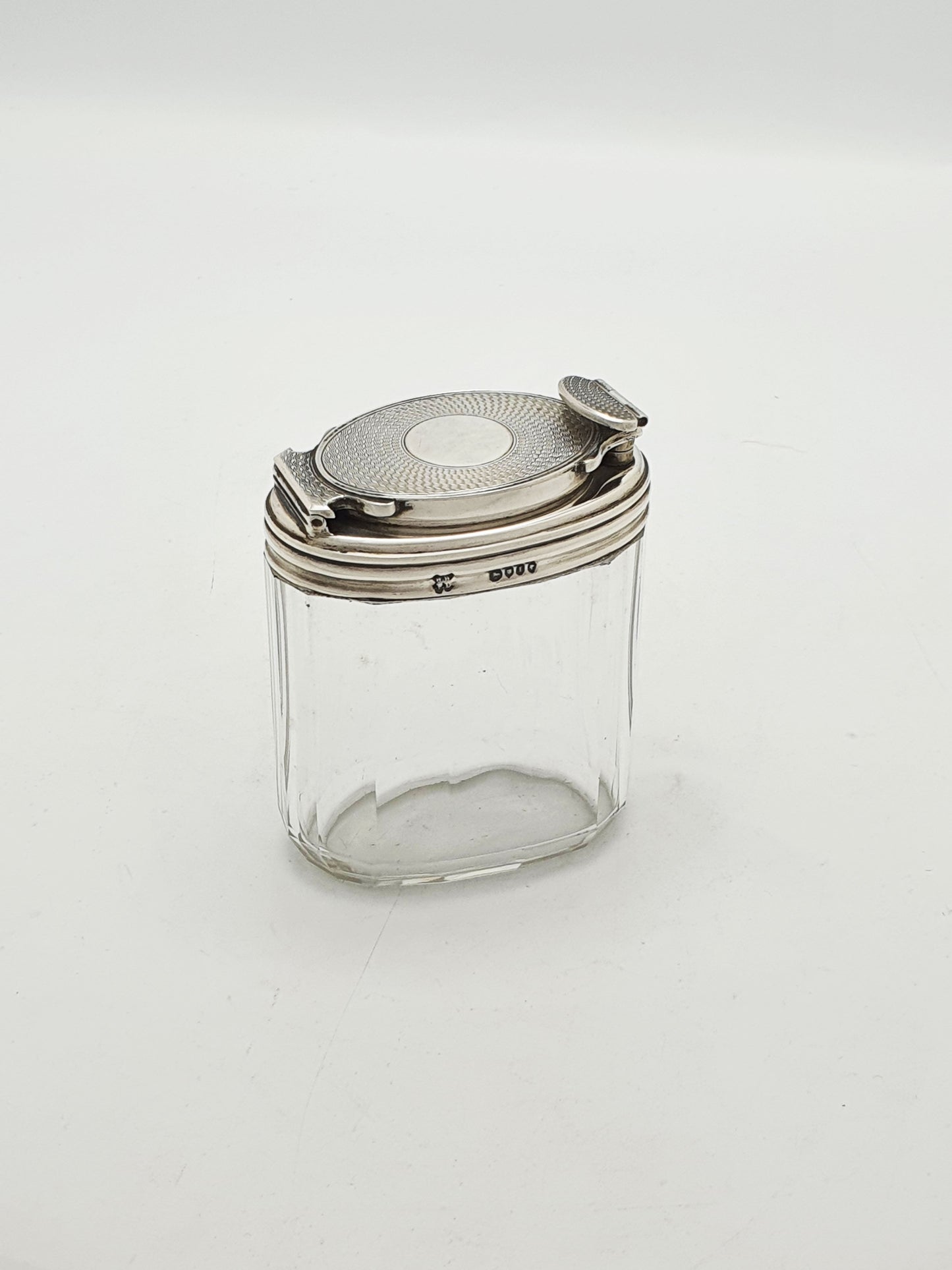 Antique Victorian Sterling Silver Mounted Glass Travelling Jar – London, 1866
