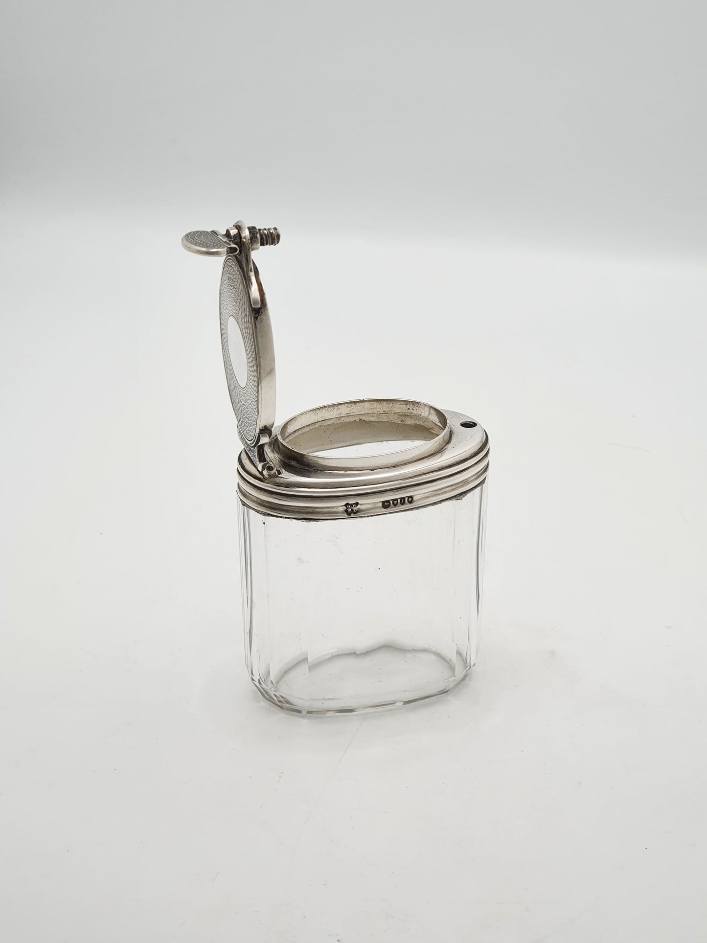 Antique Victorian Sterling Silver Mounted Glass Travelling Jar – London, 1866