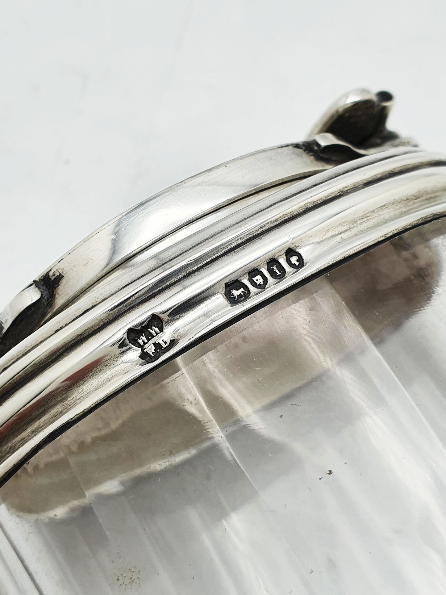 Antique Victorian Sterling Silver Mounted Glass Travelling Jar – London, 1866