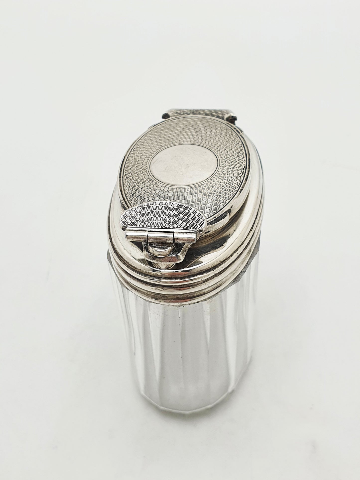 Antique Victorian Sterling Silver Mounted Glass Travelling Jar – London, 1866