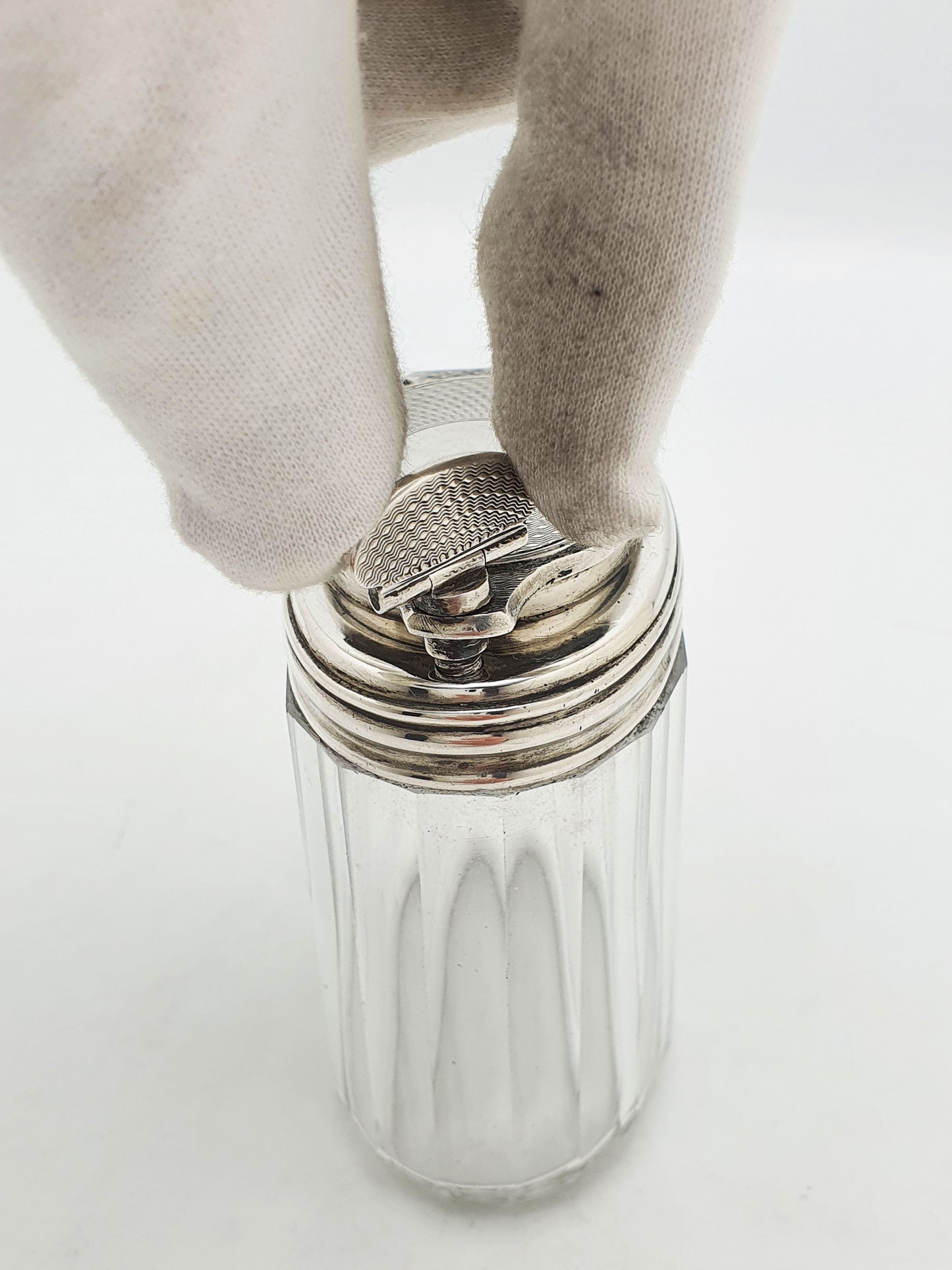 Antique Victorian Sterling Silver Mounted Glass Travelling Jar – London, 1866