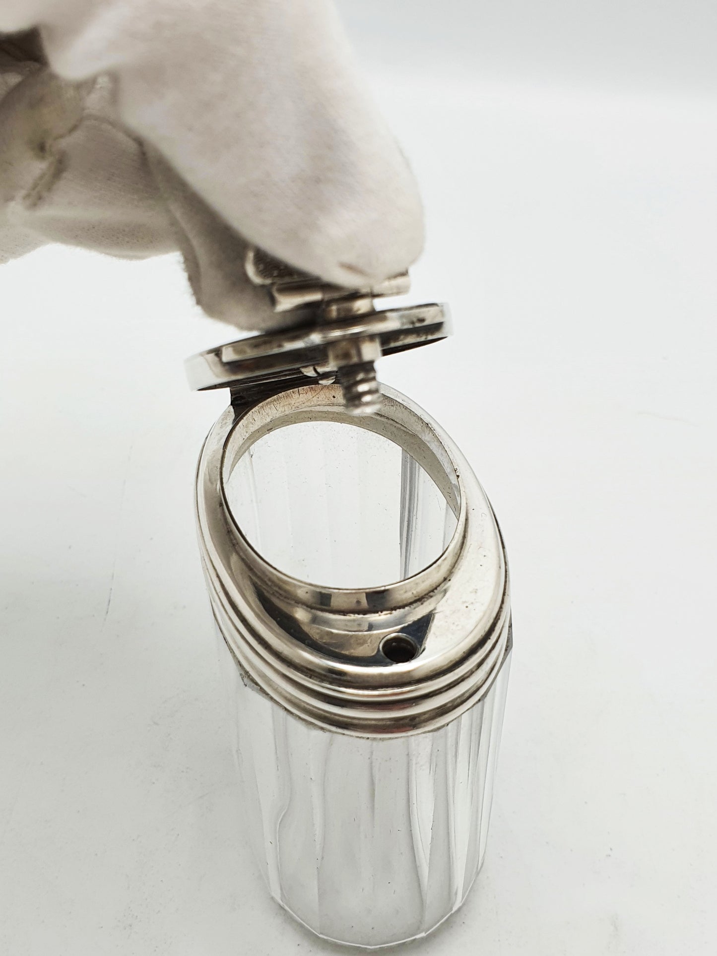 Antique Victorian Sterling Silver Mounted Glass Travelling Jar – London, 1866