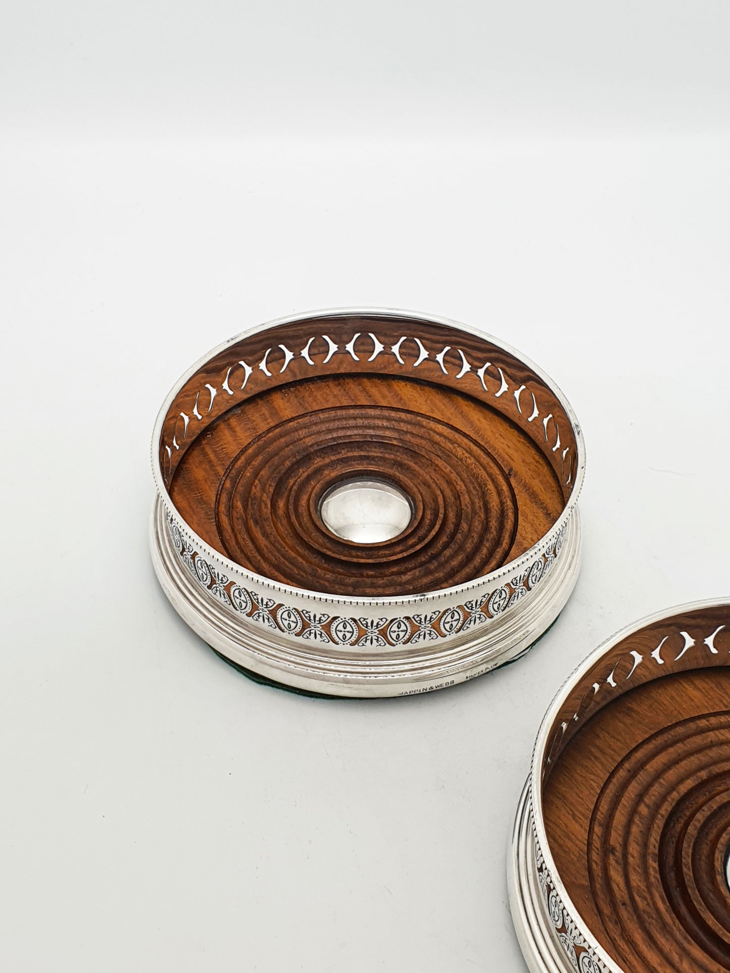 Pair of Antique Mappin & Webb Silver Plated Bottle Coasters – circa 1920