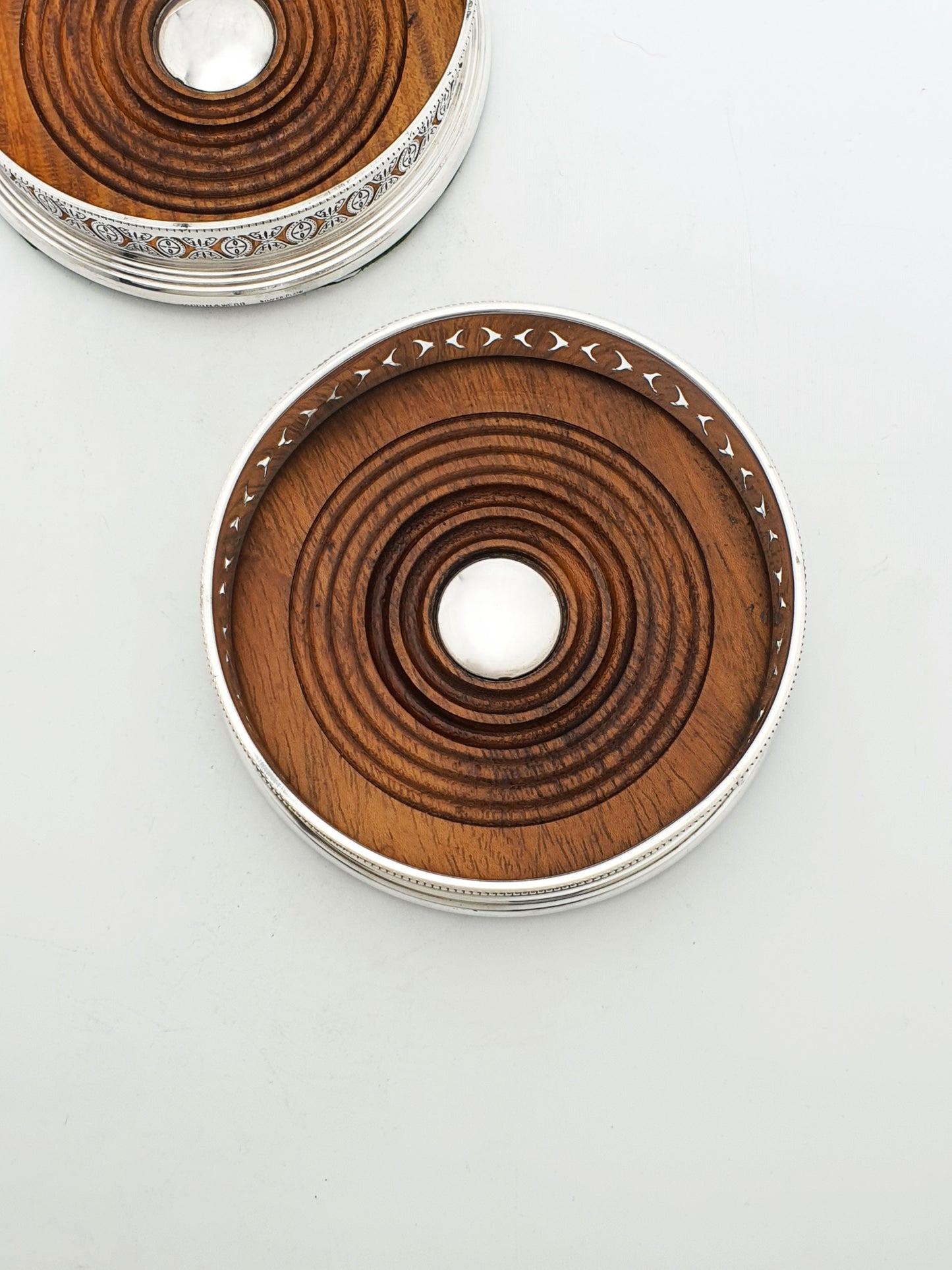 Pair of Antique Mappin & Webb Silver Plated Bottle Coasters – circa 1920