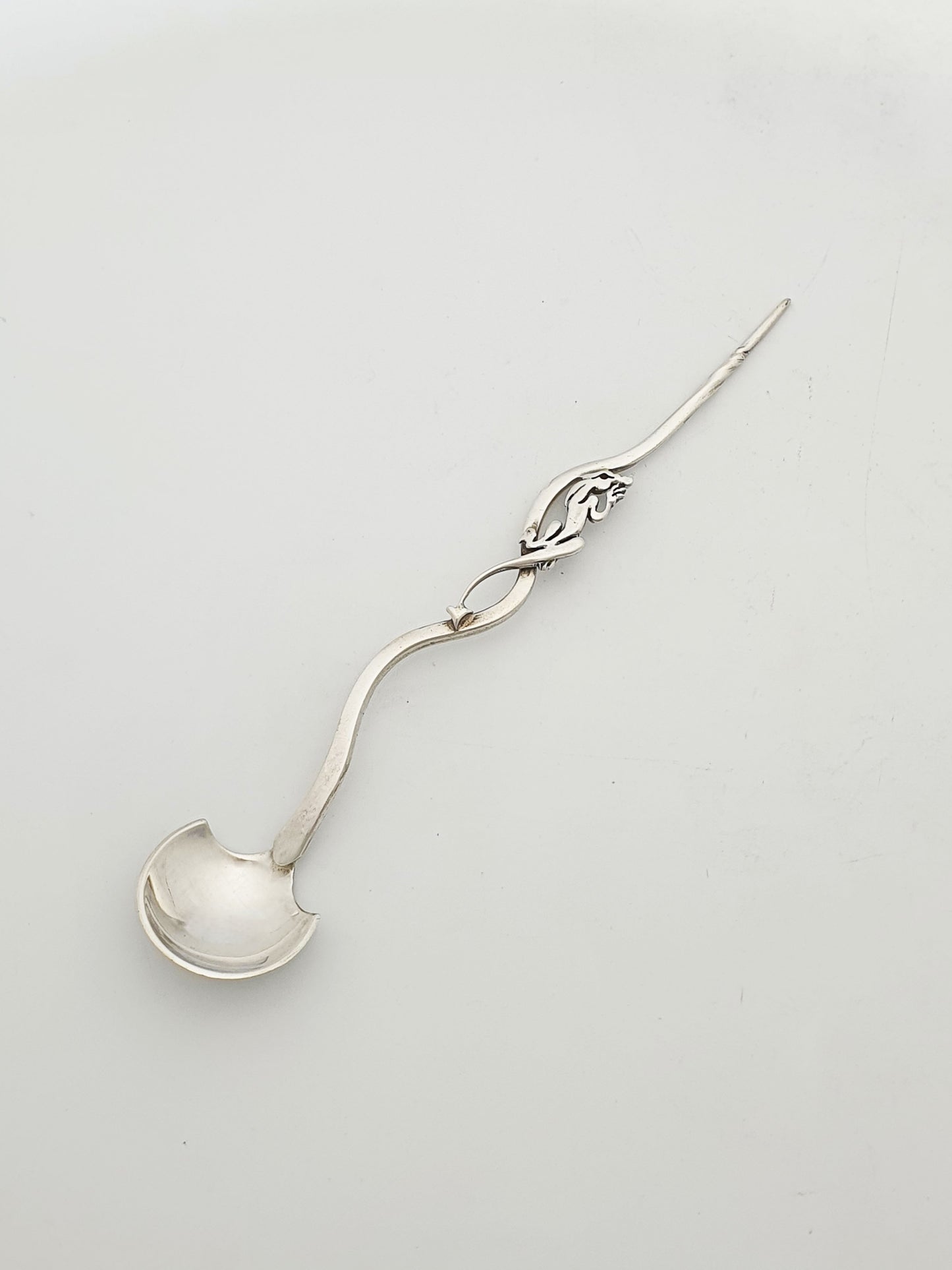 Contemporary Sterling Silver Long handled Dragon Spoon – London, 1997