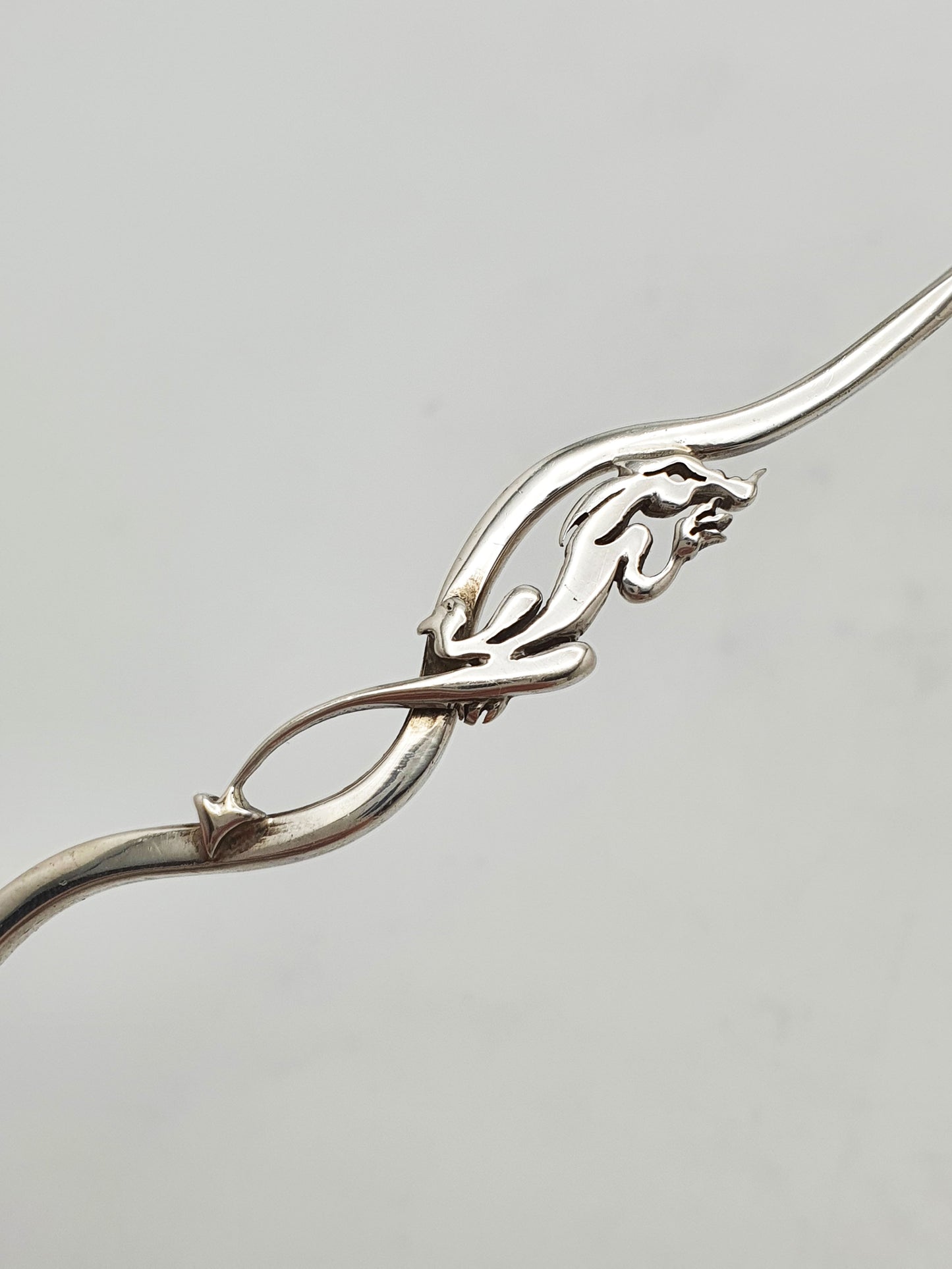 Contemporary Sterling Silver Long handled Dragon Spoon – London, 1997