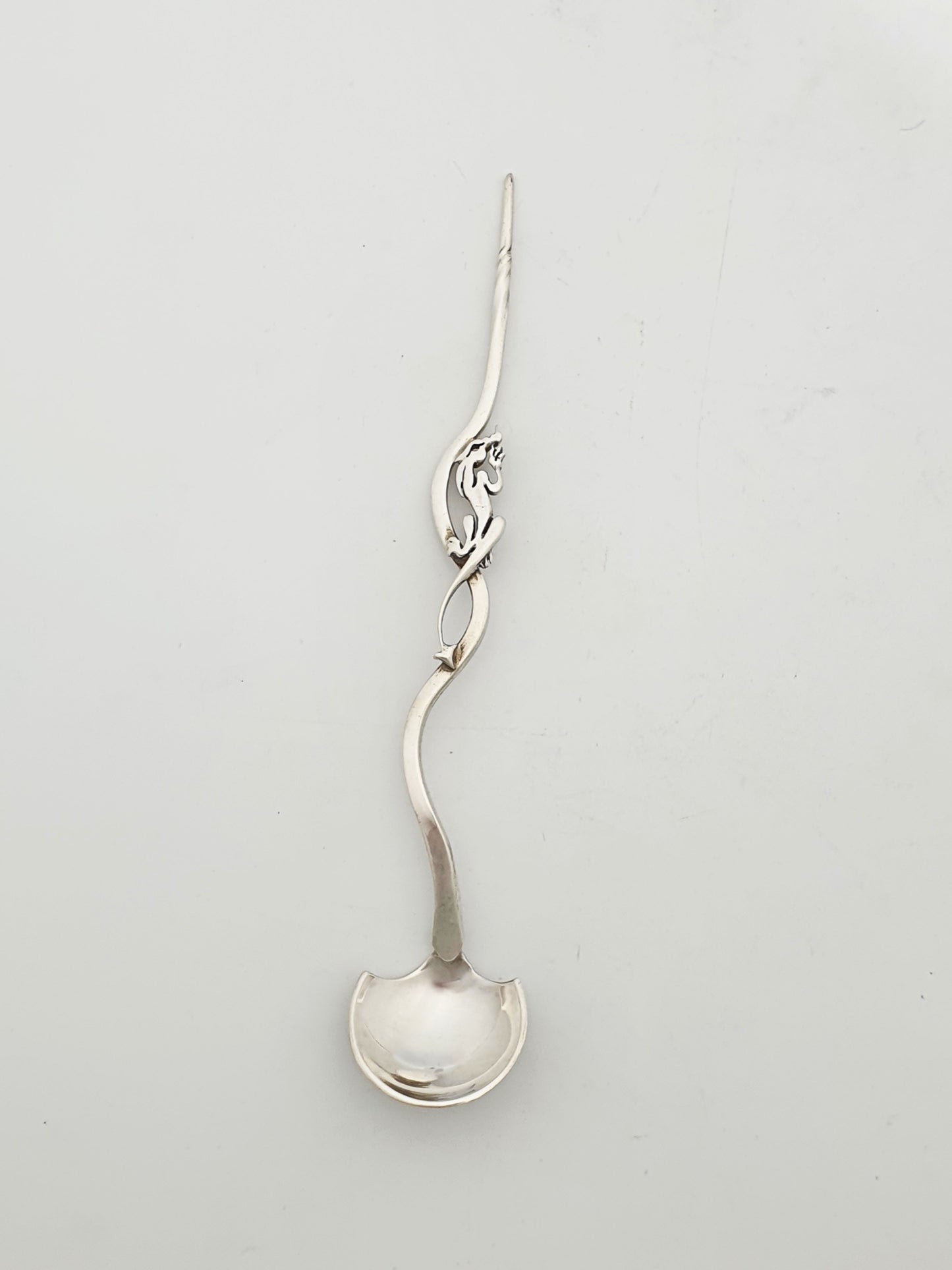 Contemporary Sterling Silver Long handled Dragon Spoon – London, 1997
